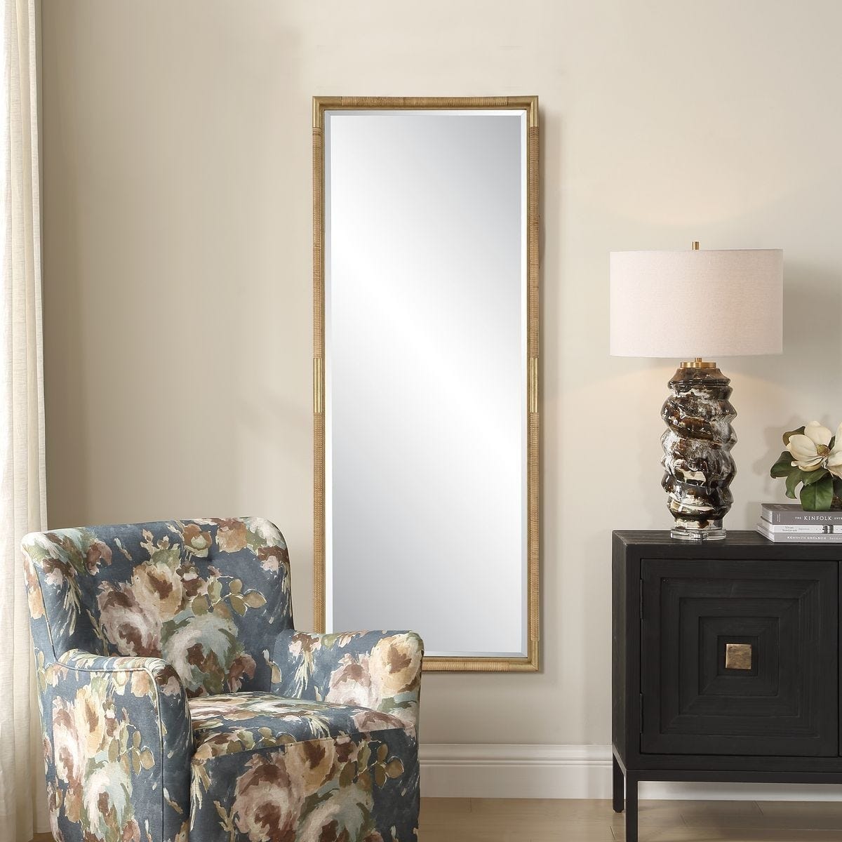Uttermost Mirrors Kampar Full Length Rattan Tall Mirror House of Isabella UK