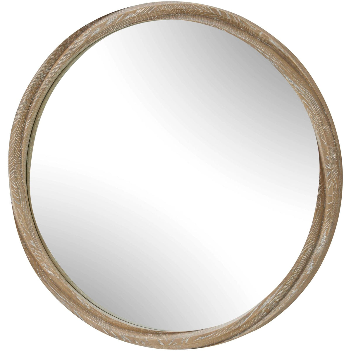 Uttermost Mirrors Landry Round Light Wood Mirror House of Isabella UK