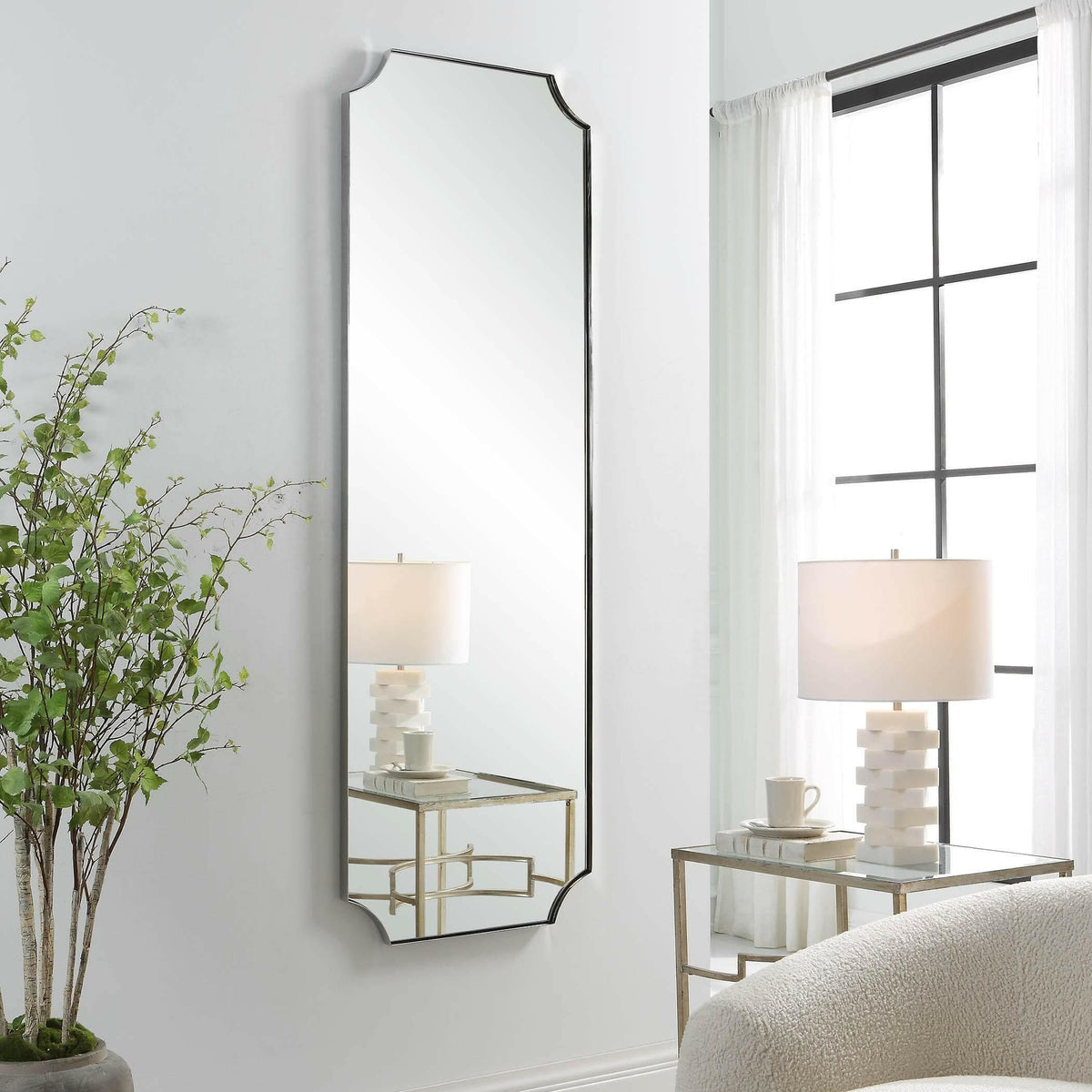 Lennox Nickel Tall Mirror.