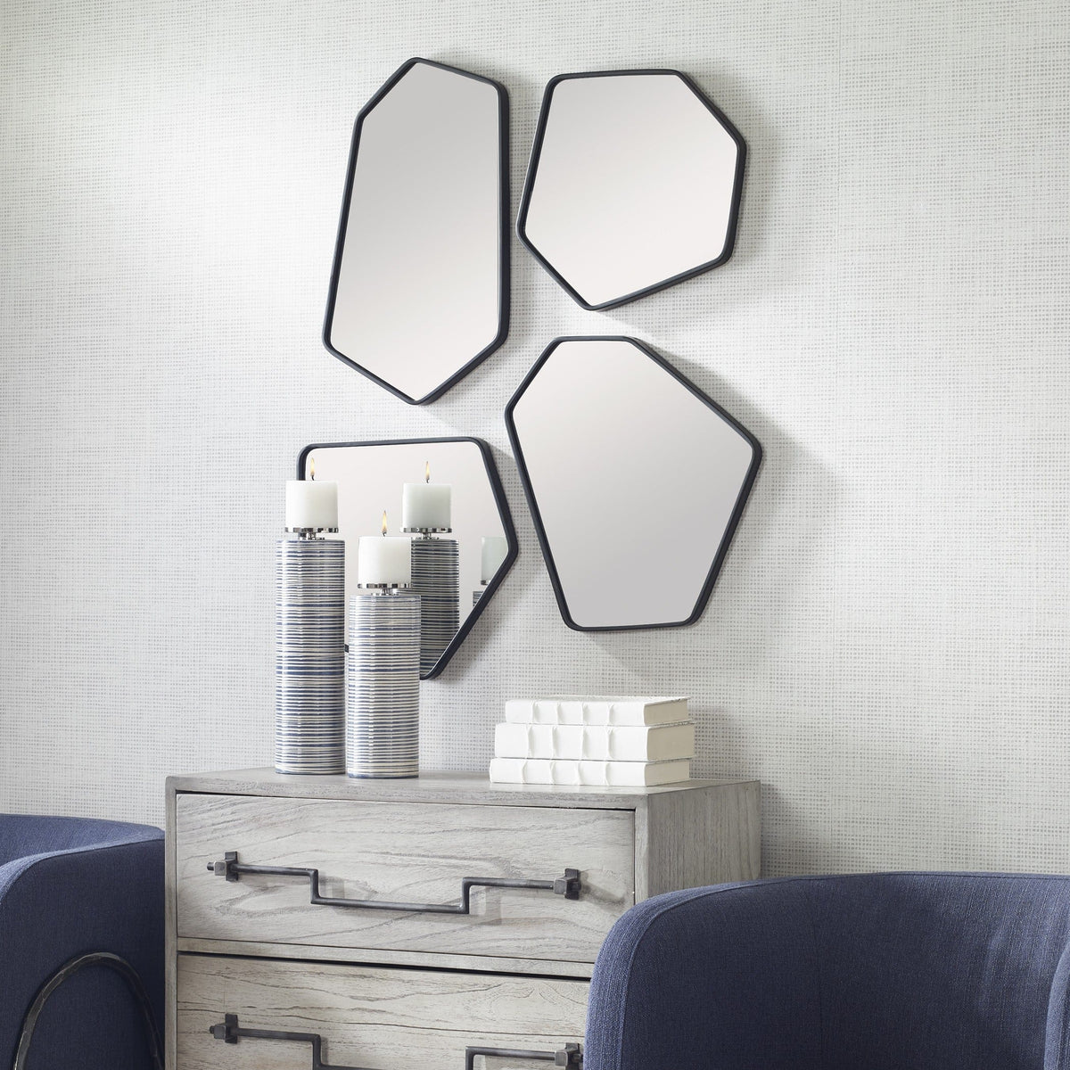 Uttermost Mirrors Linneah Black Mirrors, Set/4 House of Isabella UK