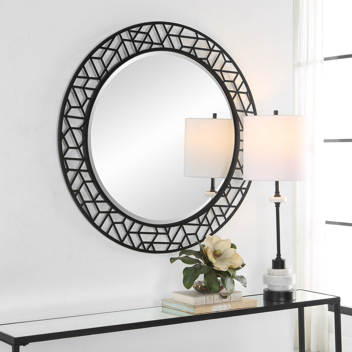 Uttermost Mirrors Mosaic Metal Round Mirror House of Isabella UK