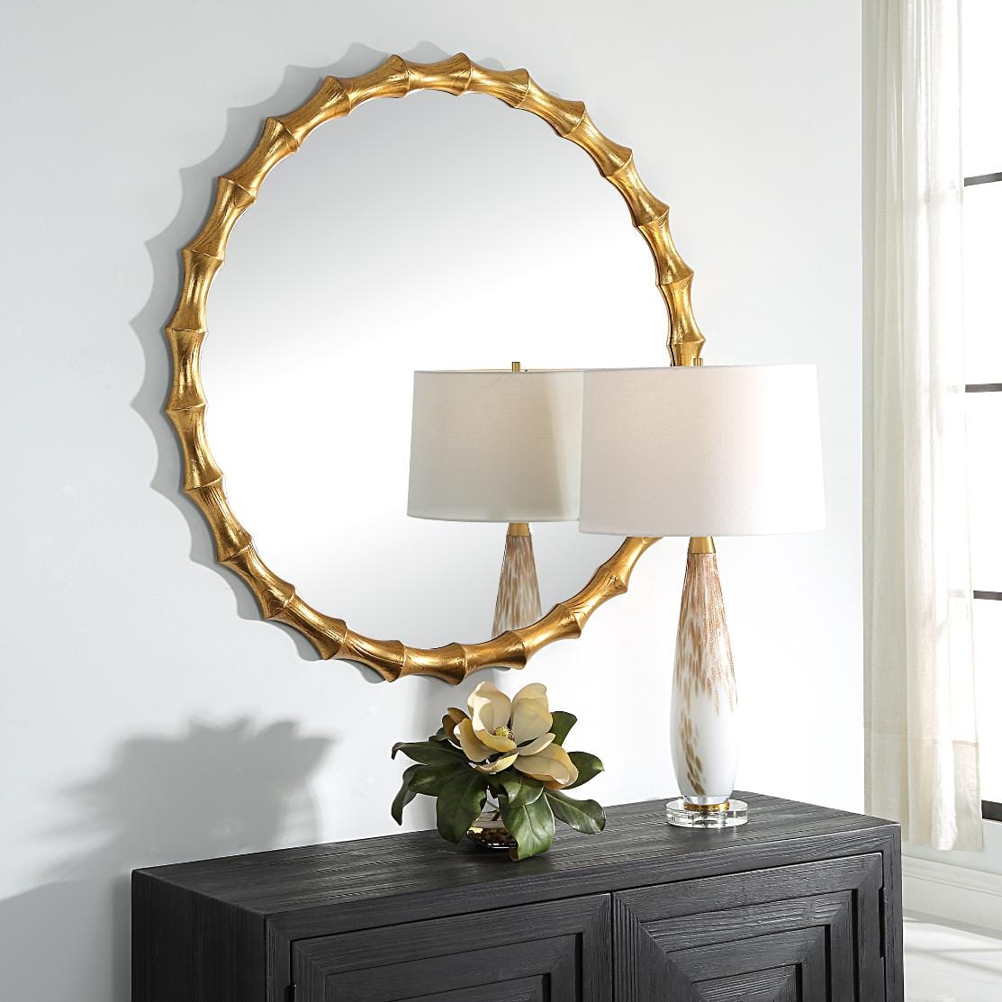 Uttermost Mirrors Nacala Round Gold Mirror House of Isabella UK