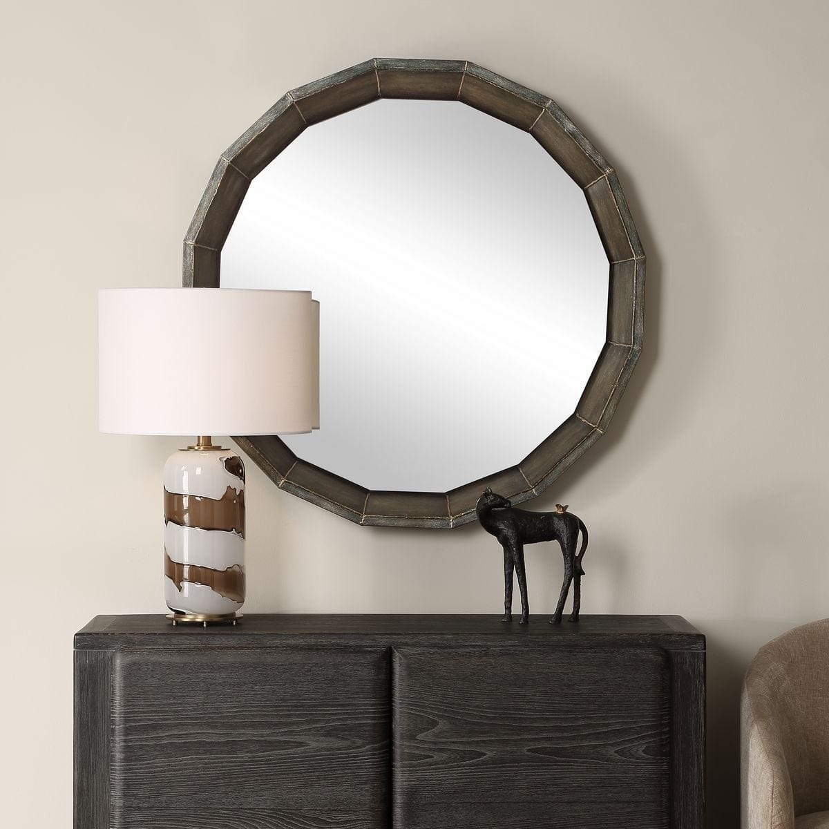 Uttermost Mirrors Neve Round Mirror in Bronze House of Isabella UK
