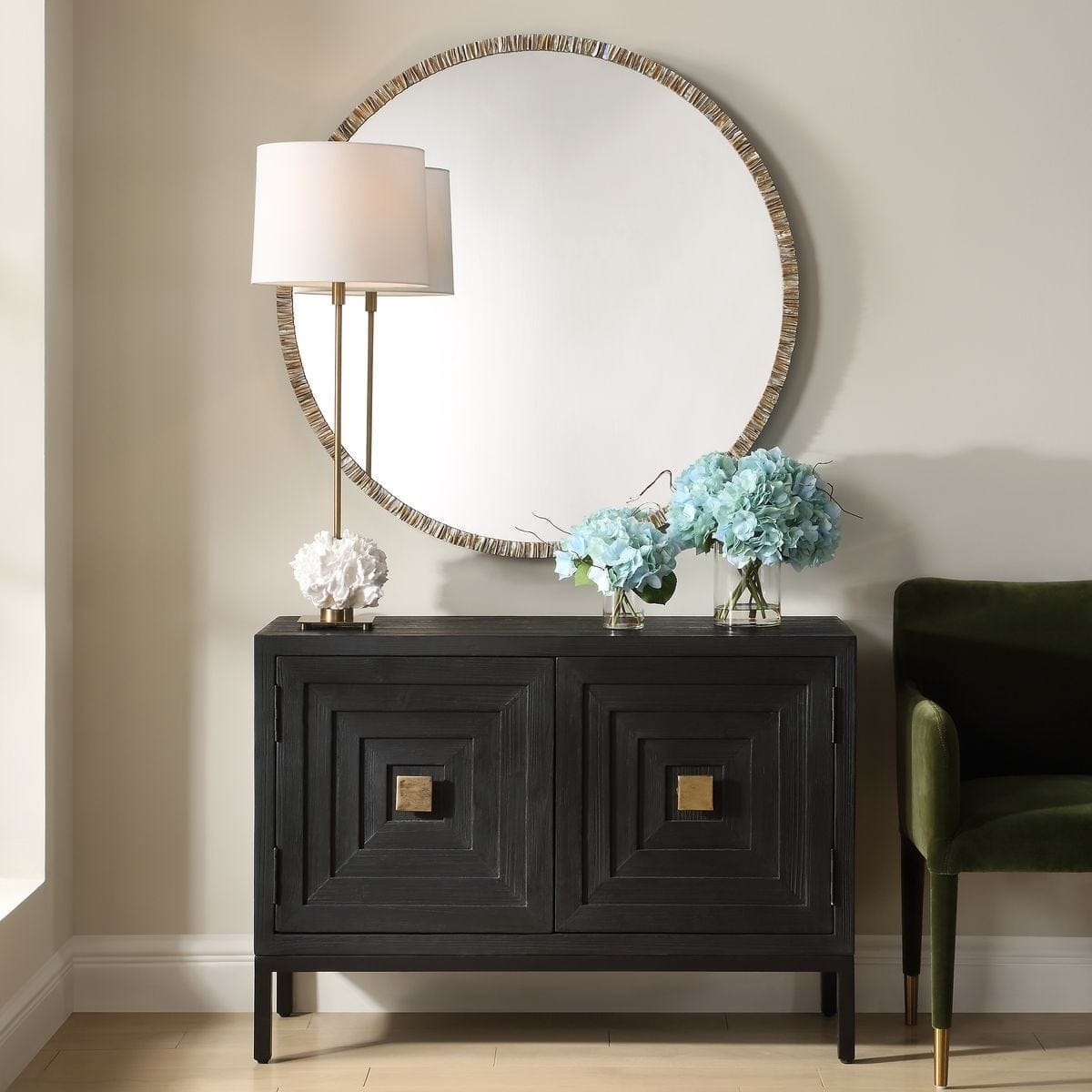 Uttermost Mirrors Odeon Shell Inlay Round Mirror House of Isabella UK