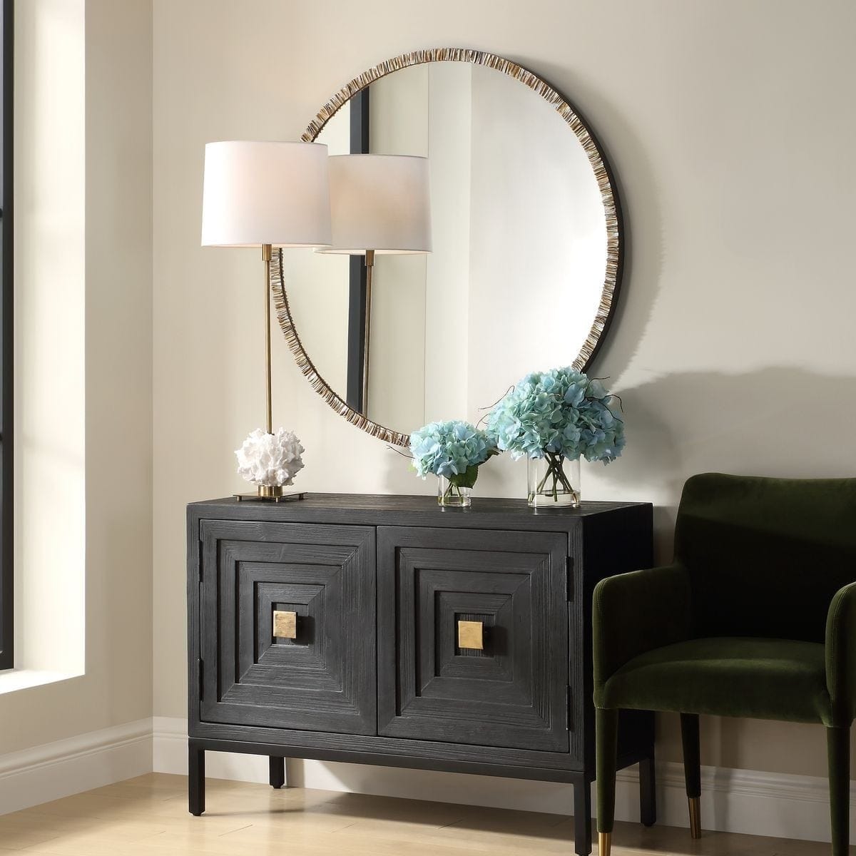 Uttermost Mirrors Odeon Shell Inlay Round Mirror House of Isabella UK