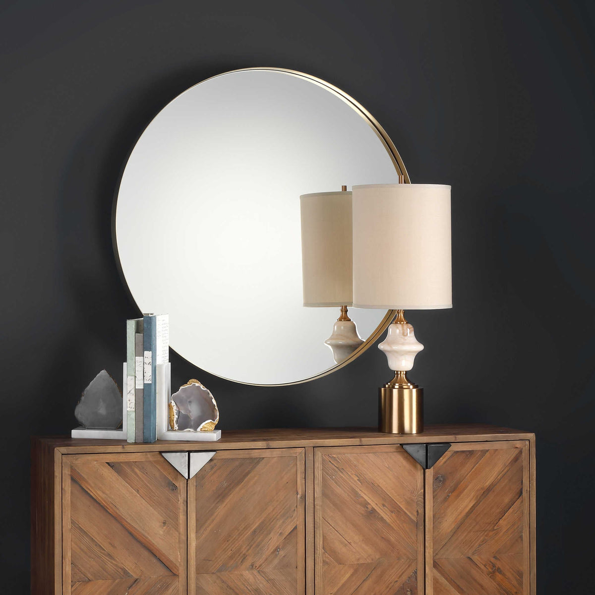 Uttermost Mirrors Padria Round Mirror - 102cm Brass House of Isabella UK