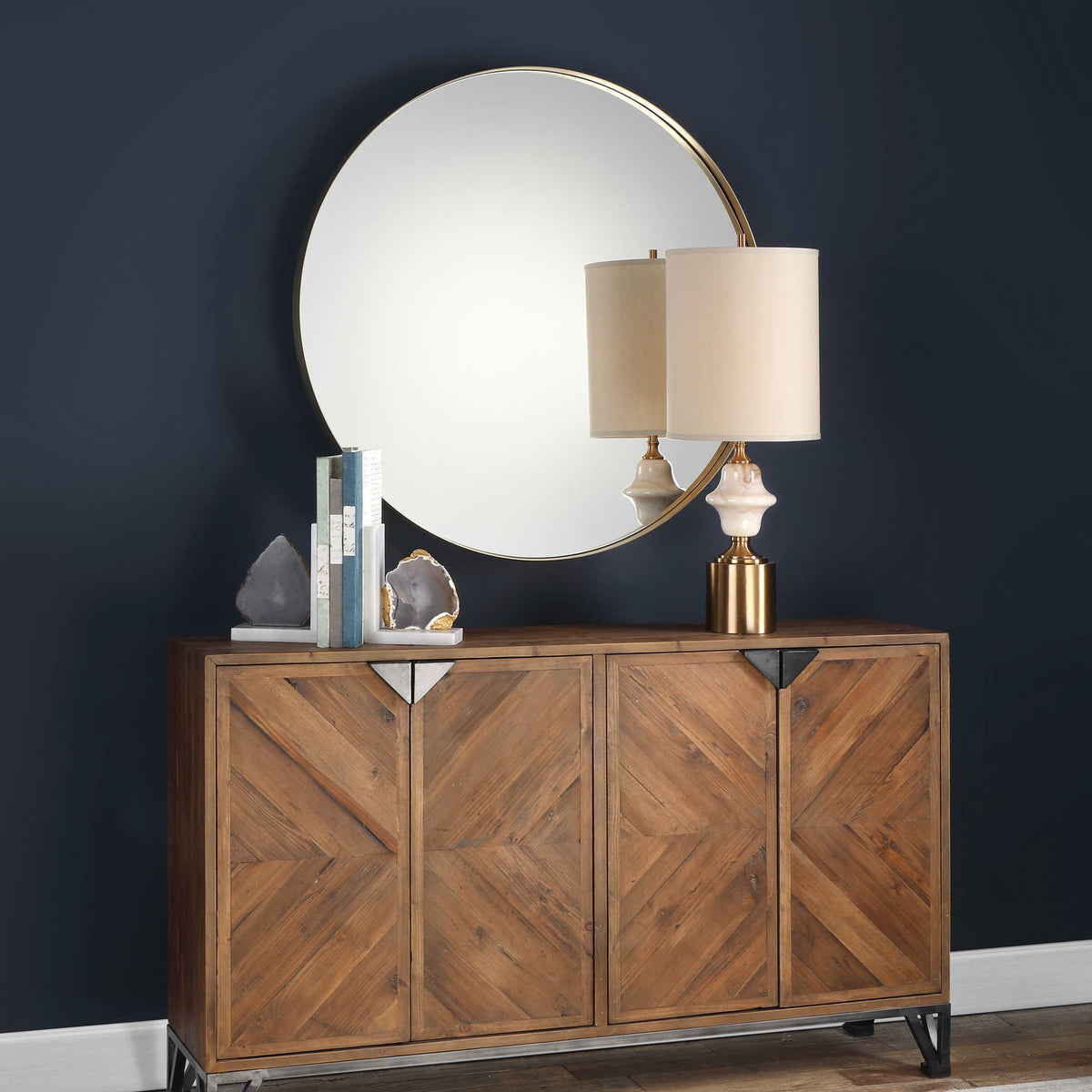 Uttermost Mirrors Padria Round Mirror - 102cm Brass House of Isabella UK