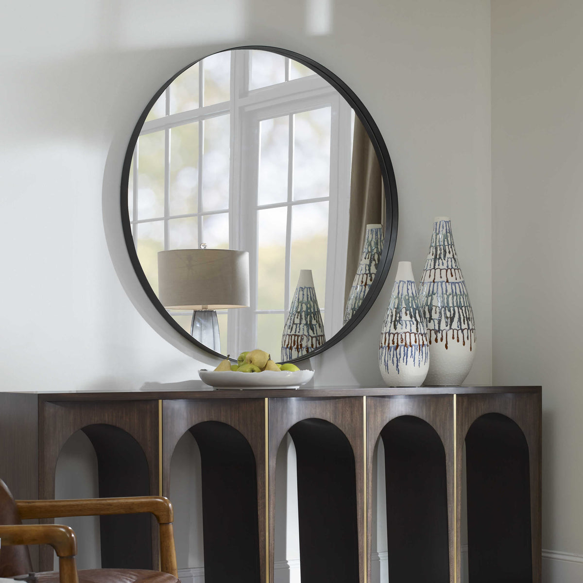 Uttermost Mirrors Padria Round Mirror - 122cm Black House of Isabella UK
