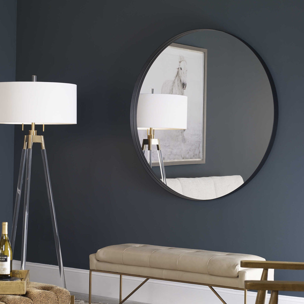 Uttermost Mirrors Padria Round Mirror - 122cm Black House of Isabella UK