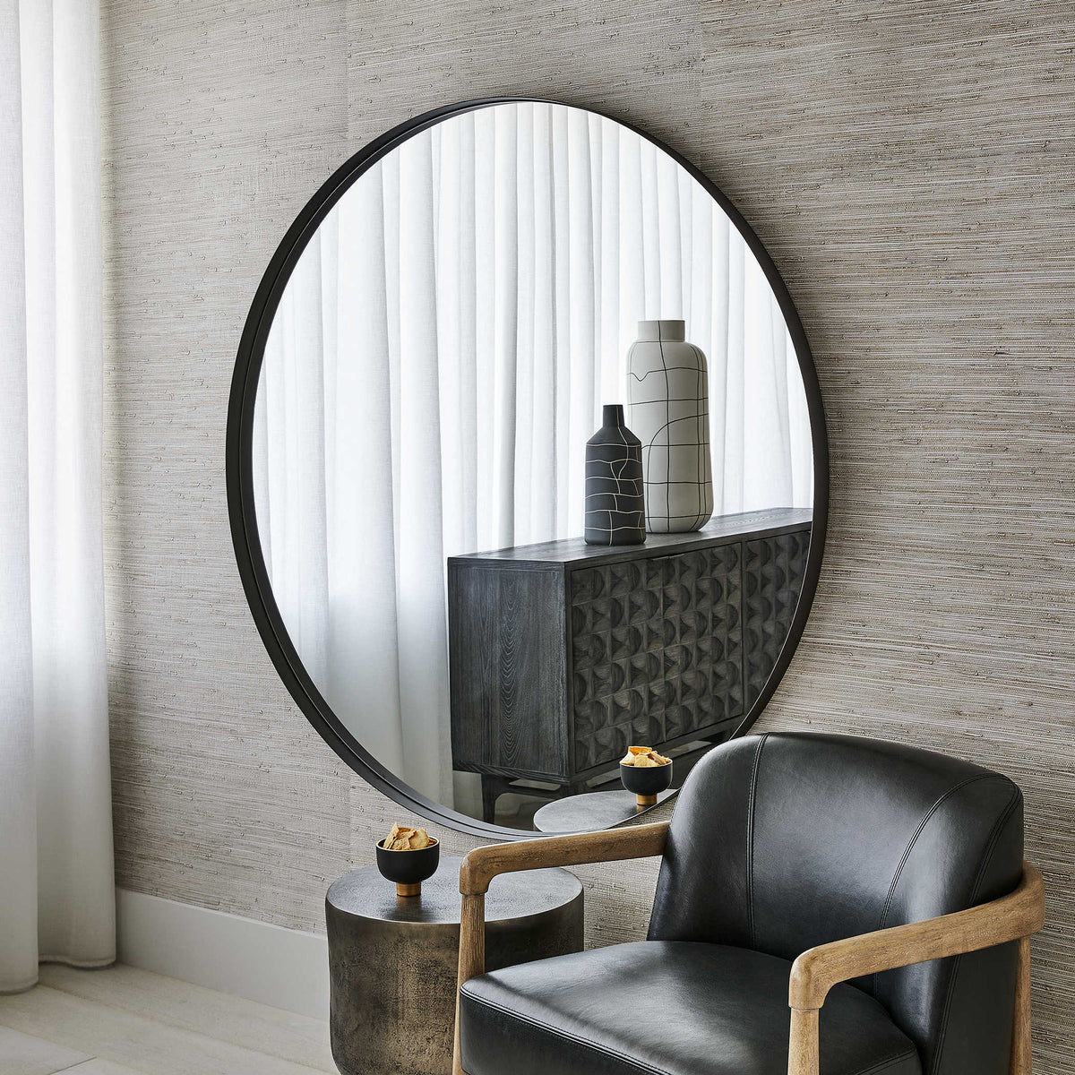 Uttermost Mirrors Padria Round Mirror - 152cm Black House of Isabella UK