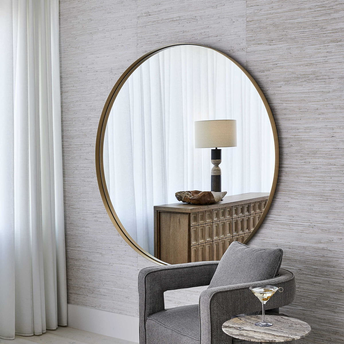 Uttermost Mirrors Padria Round Mirror - 152cm Brass House of Isabella UK