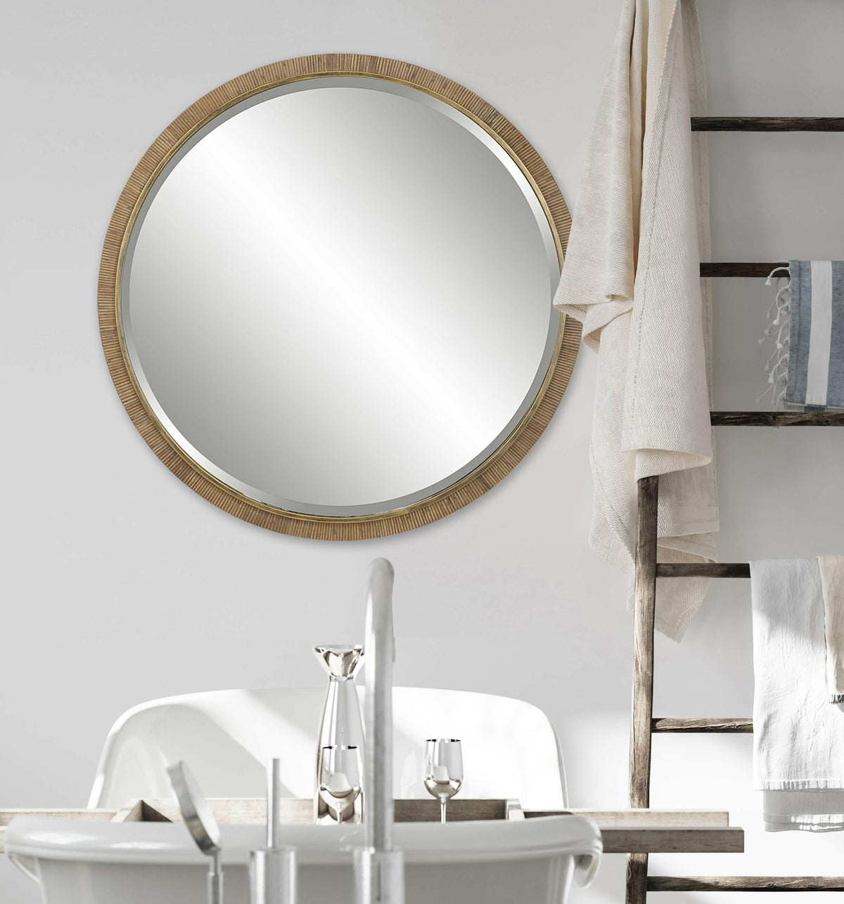 Paradise Round Rattan Mirror.