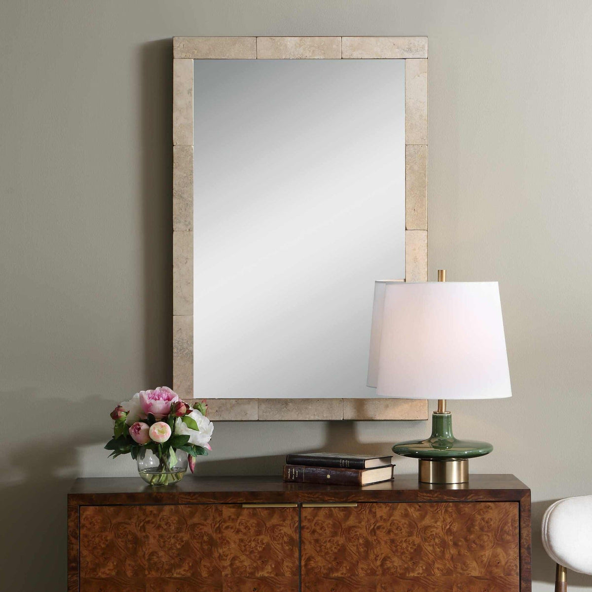 Uttermost Mirrors Pave Rectangular Travertine Mirror House of Isabella UK