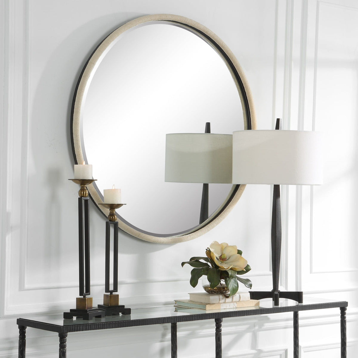 Uttermost Mirrors Ranchero White Round Mirror House of Isabella UK