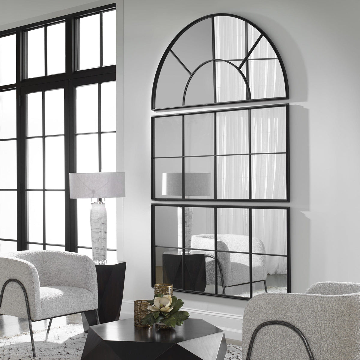 Uttermost Mirrors Rousseau Iron Window Mirror House of Isabella UK