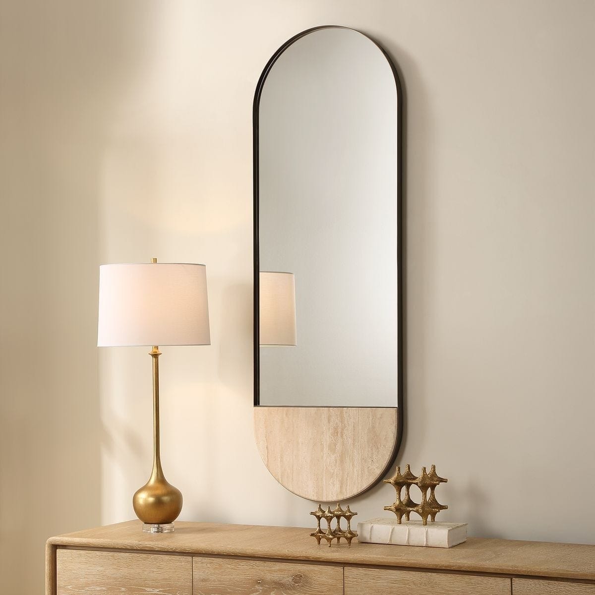 Uttermost Mirrors Russo Tall Oval Mirror in Travertine House of Isabella UK