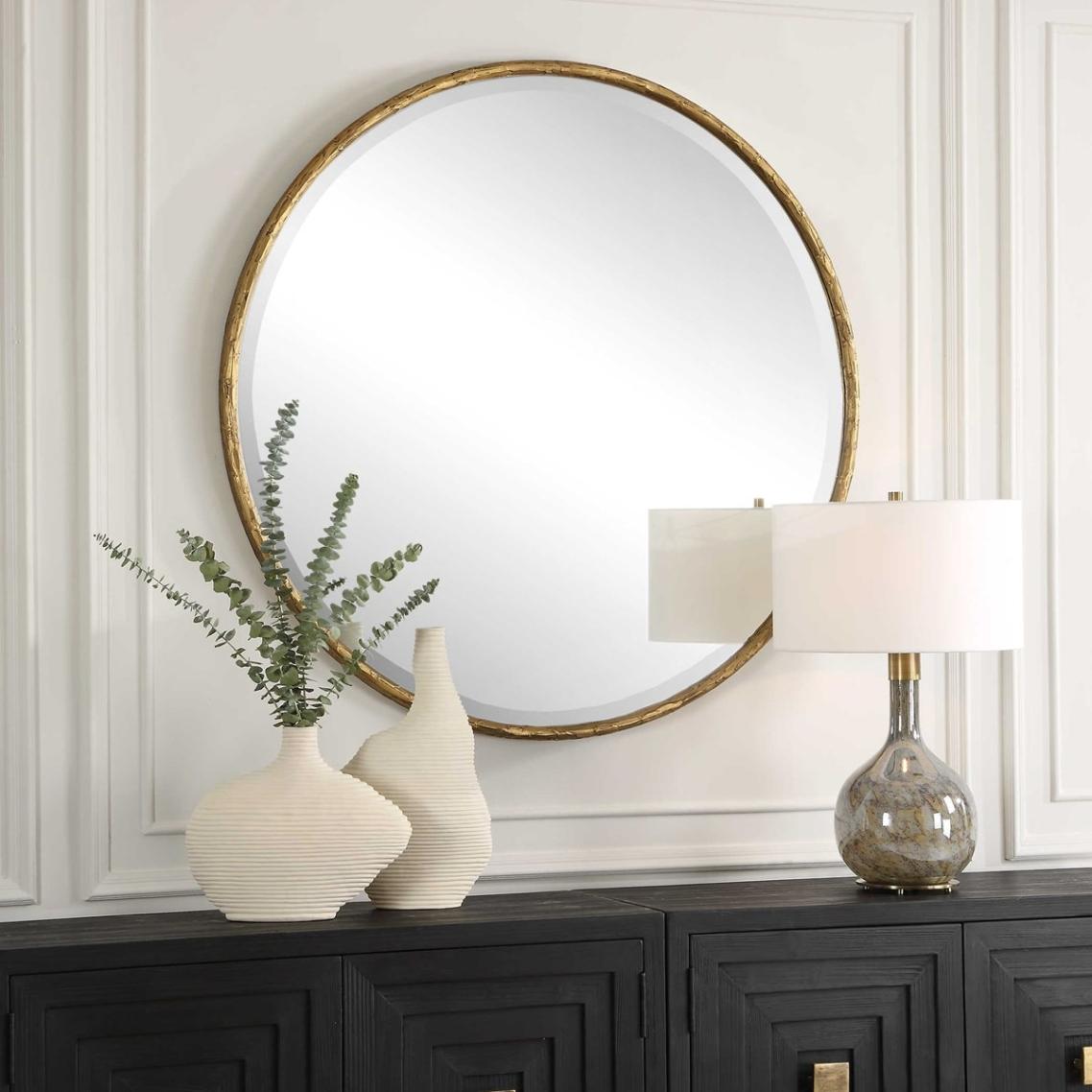 Uttermost Mirrors Sutton Aged Gold Round Mirror House of Isabella UK