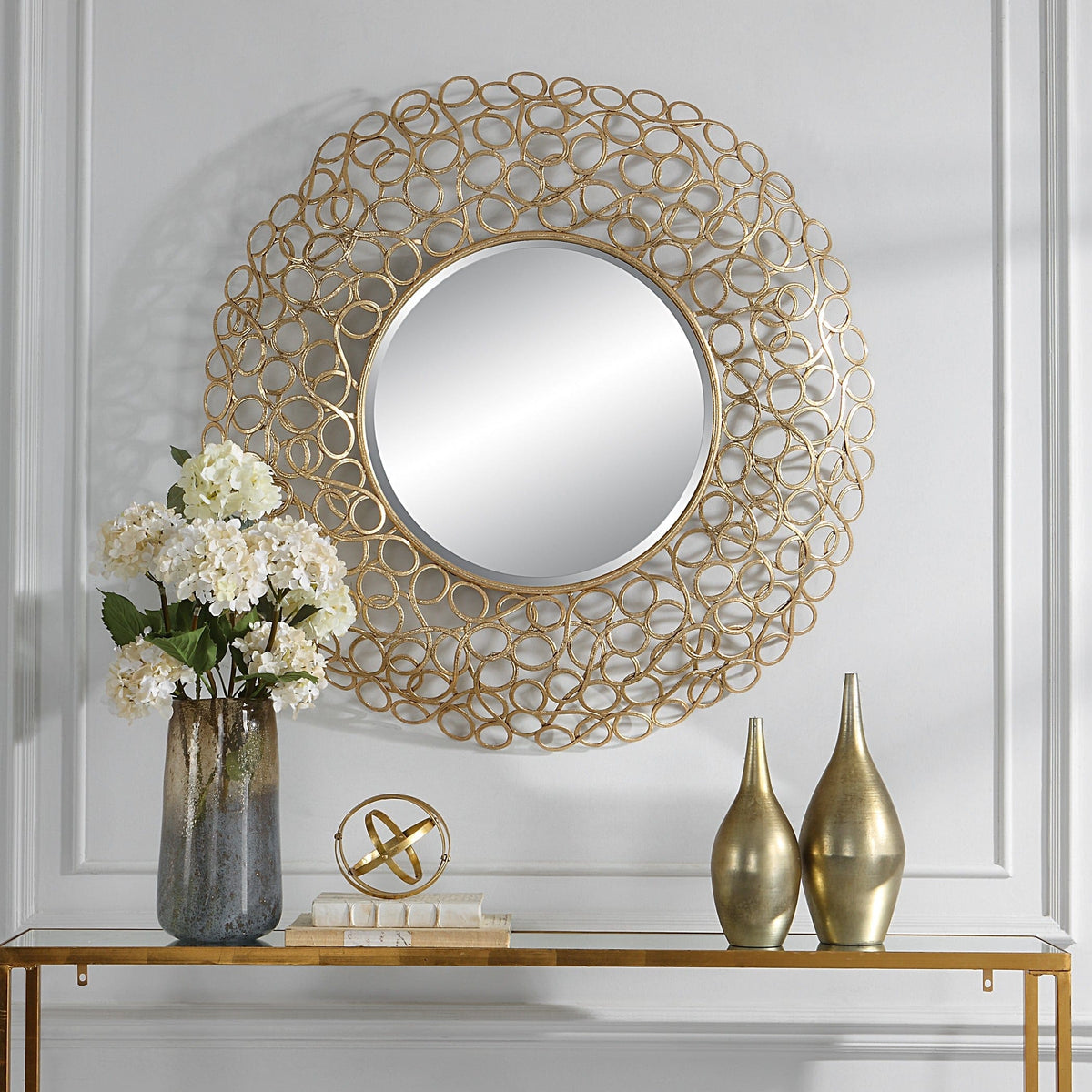 Uttermost Mirrors Swirl Round Gold Mirror House of Isabella UK