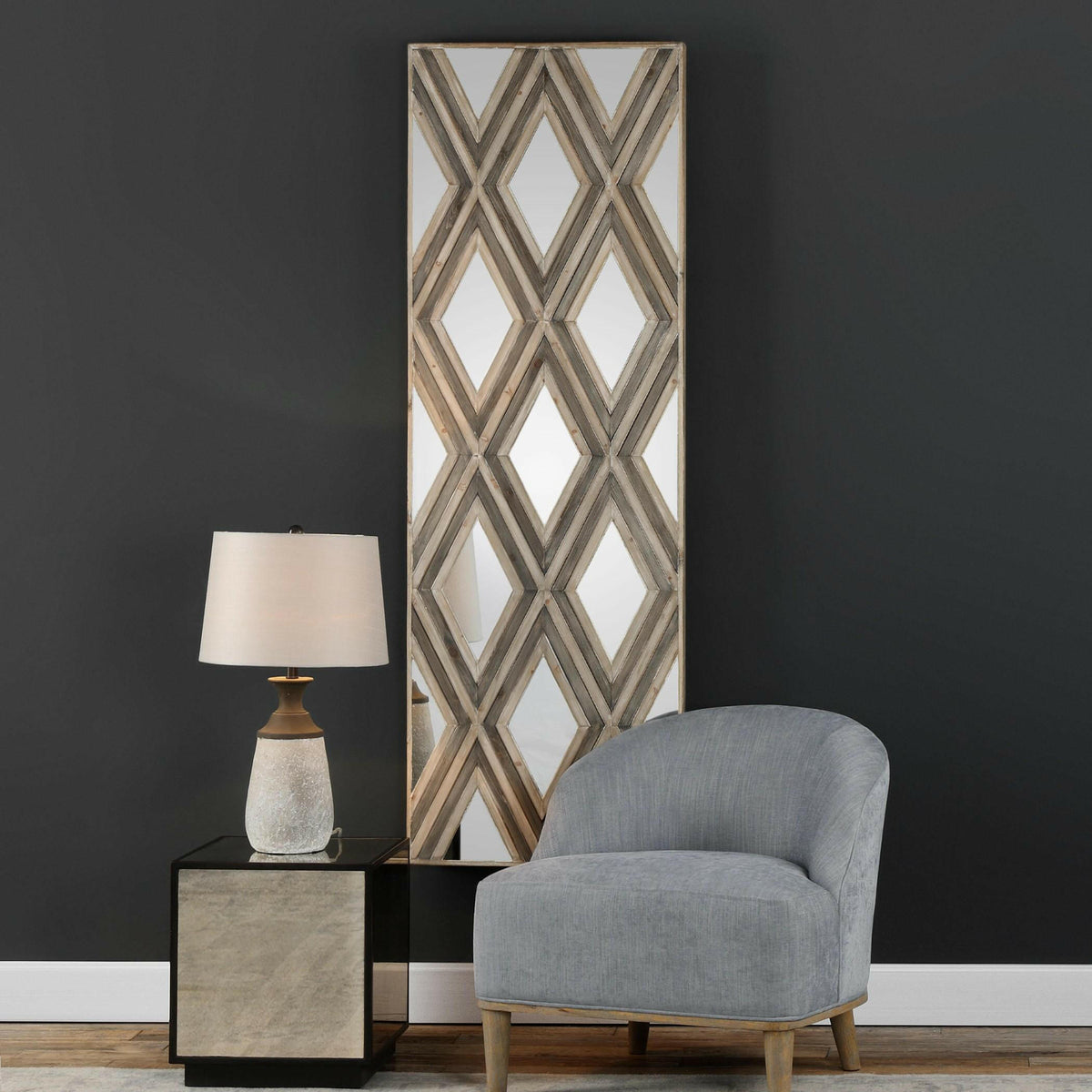 Tahira Geometric Argyle Pattern Wall Mirror.