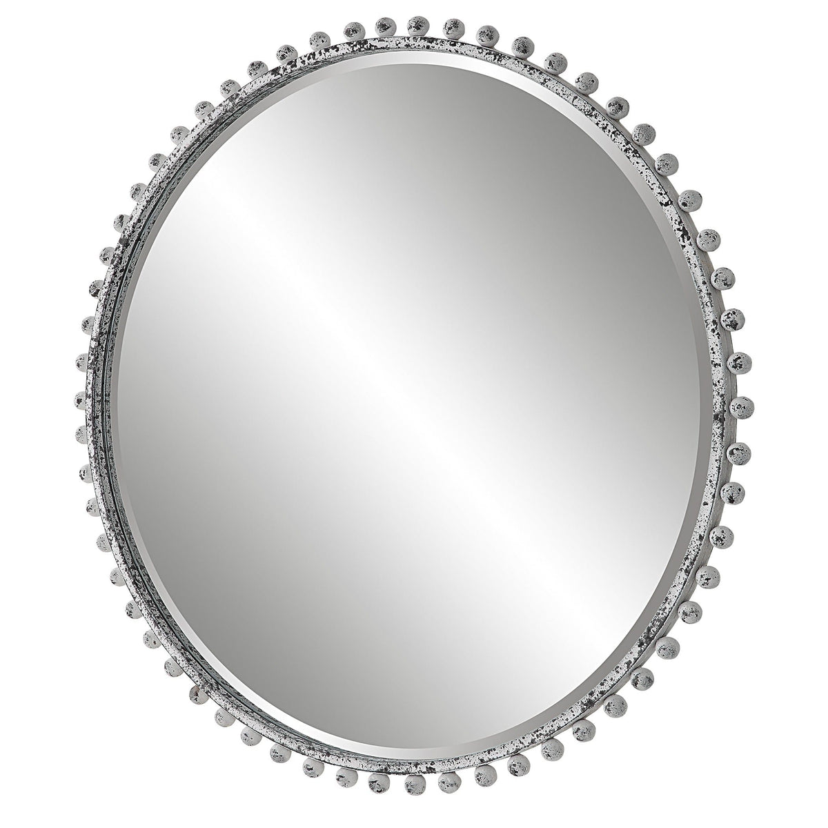 Uttermost Mirrors Taza Aged White Round Mirror House of Isabella UK