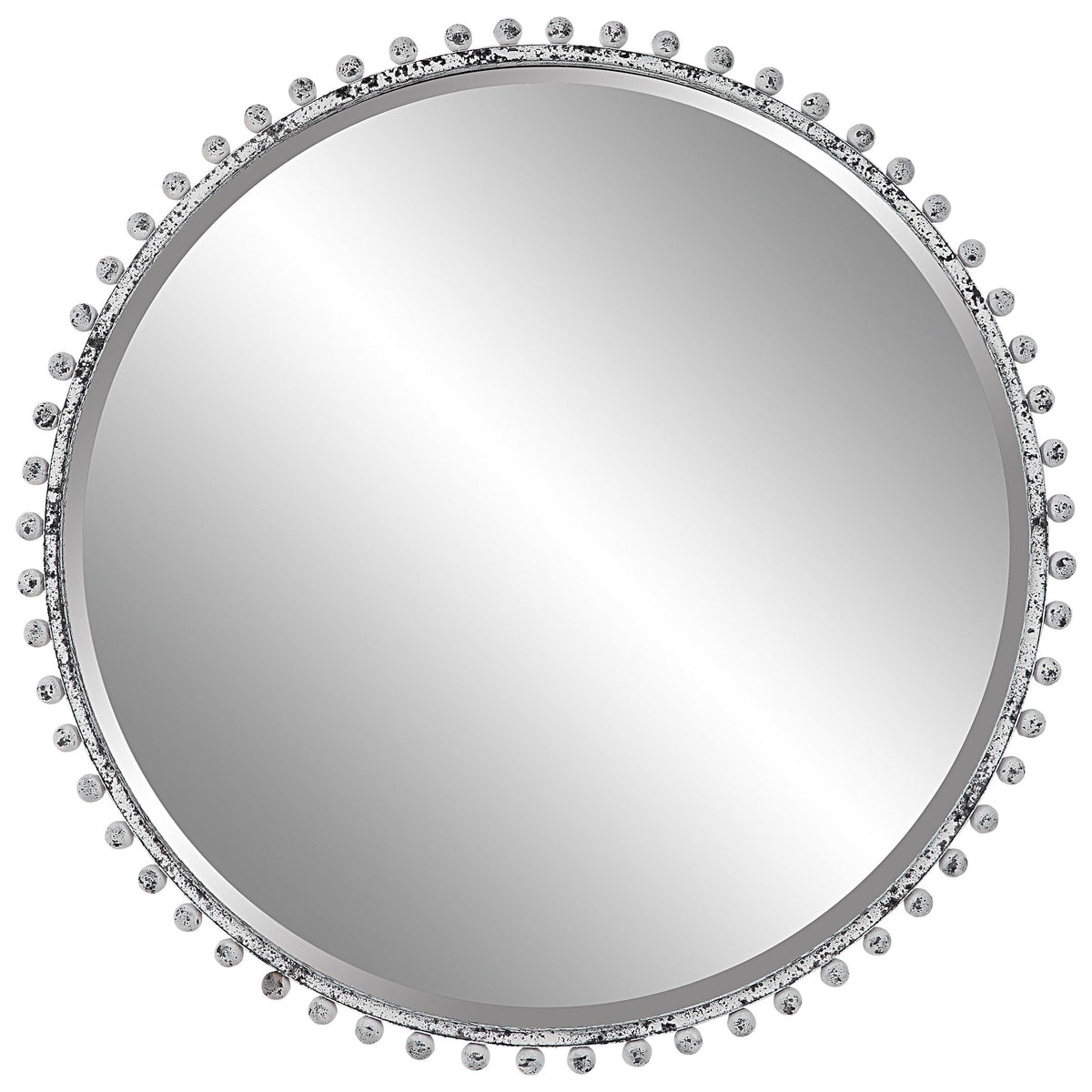 Uttermost Mirrors Taza Aged White Round Mirror House of Isabella UK