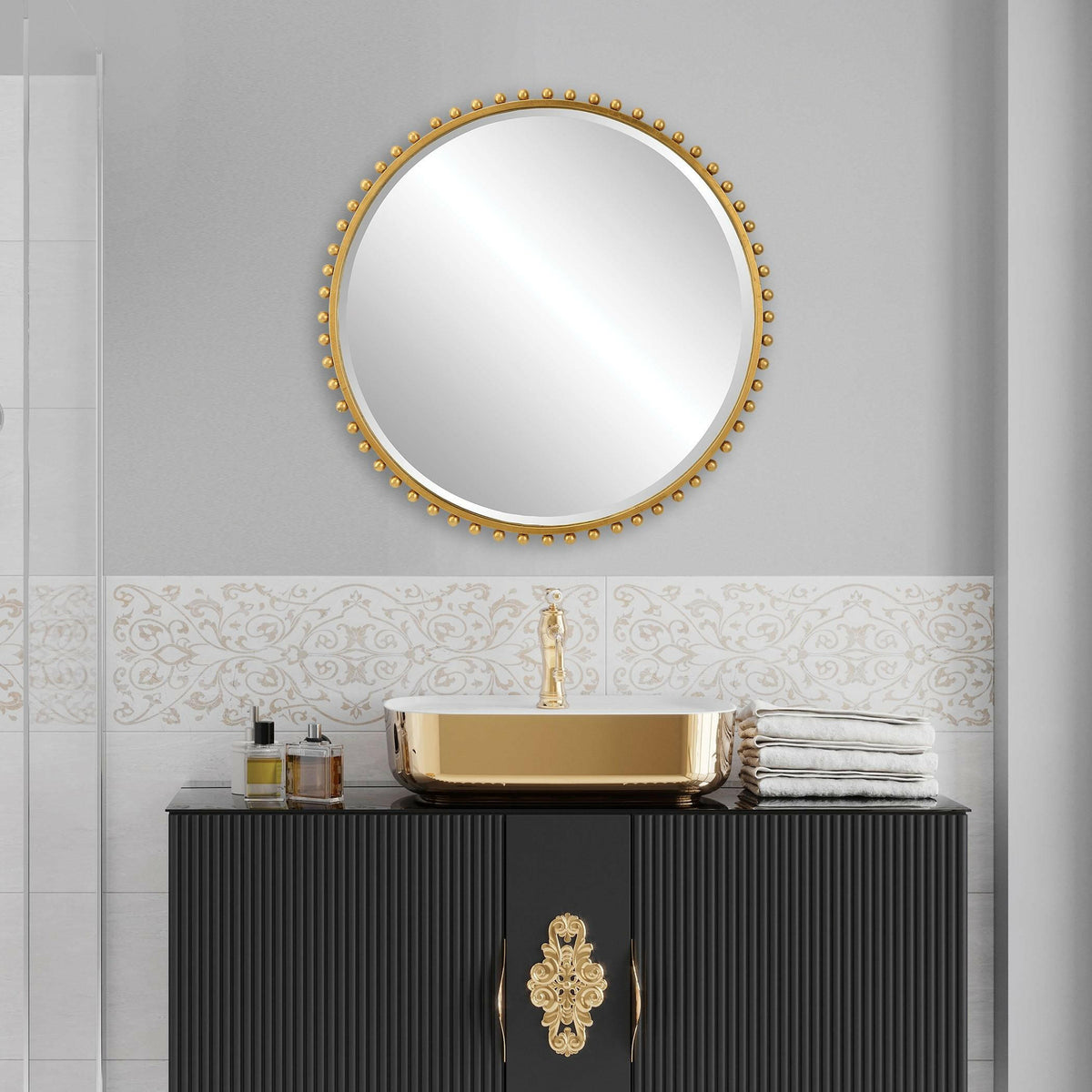 Taza Gold Round Mirror.