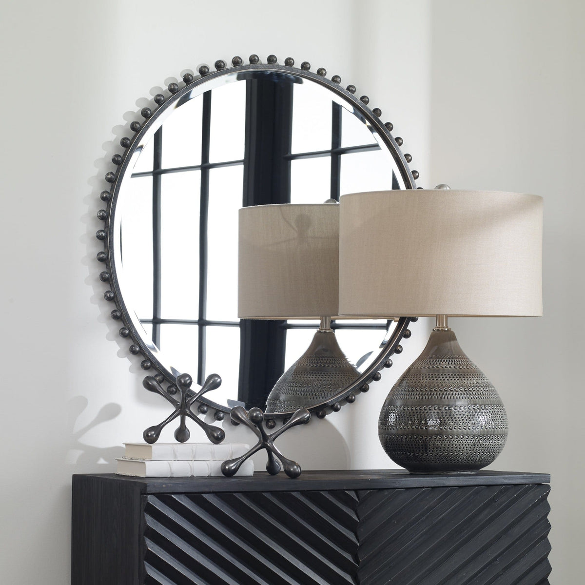 Uttermost Mirrors Taza Round Iron Mirror House of Isabella UK