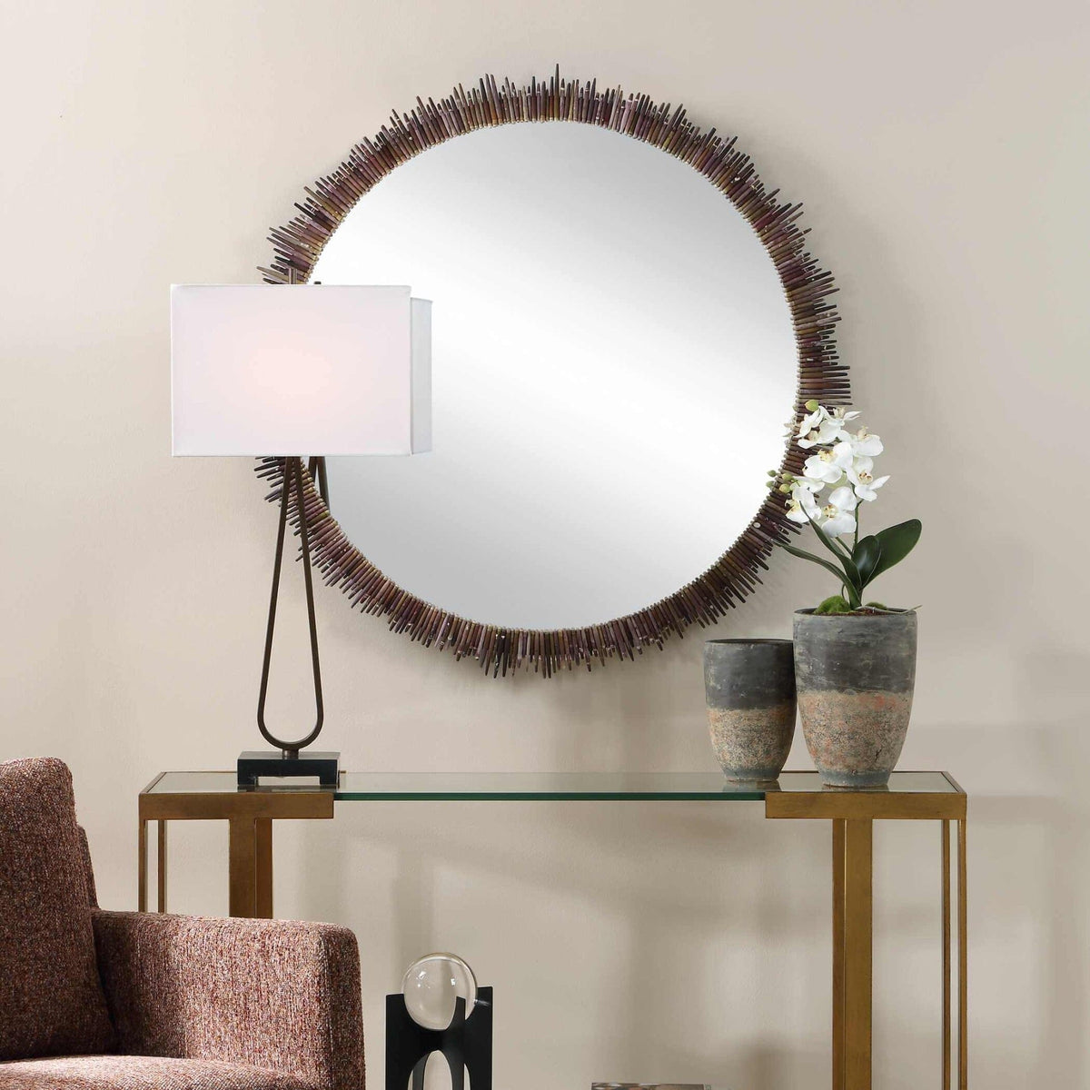 Uttermost Mirrors Tiger Sea Urchin Round Mirror House of Isabella UK