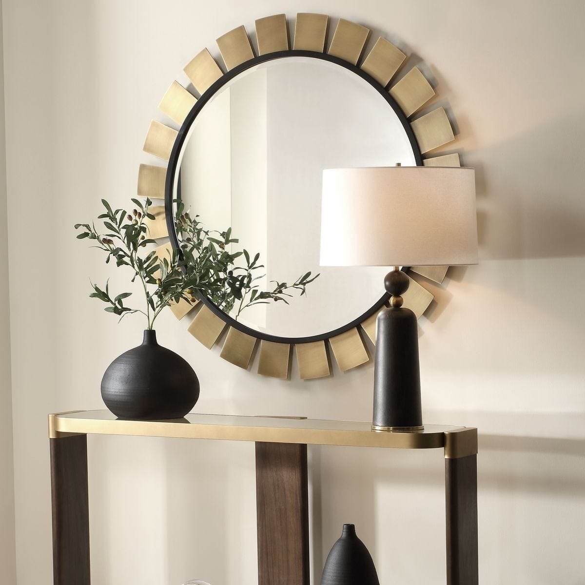 Uttermost Mirrors Toluca Round Brass Mirror House of Isabella UK