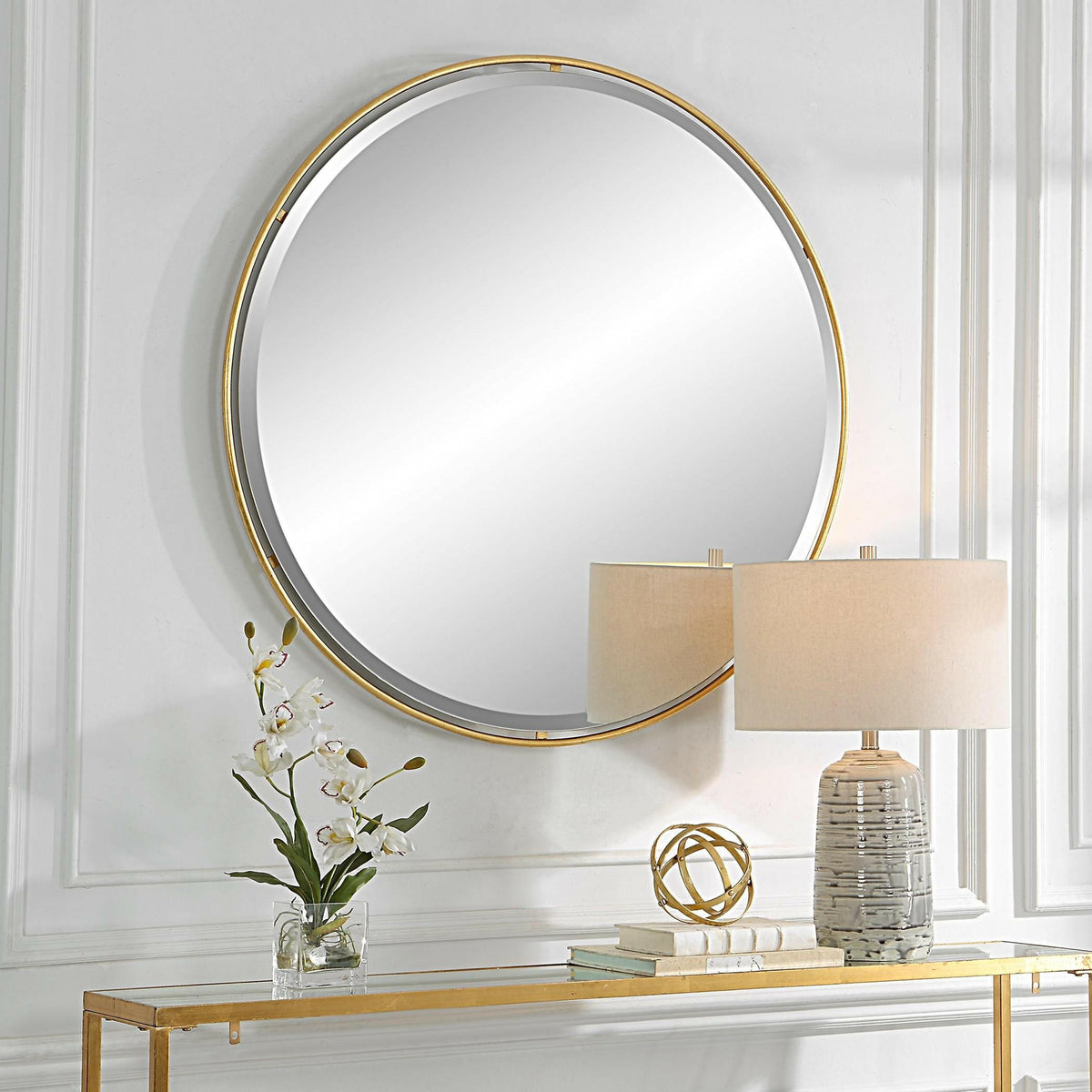 Canillo Gold Round Mirror.