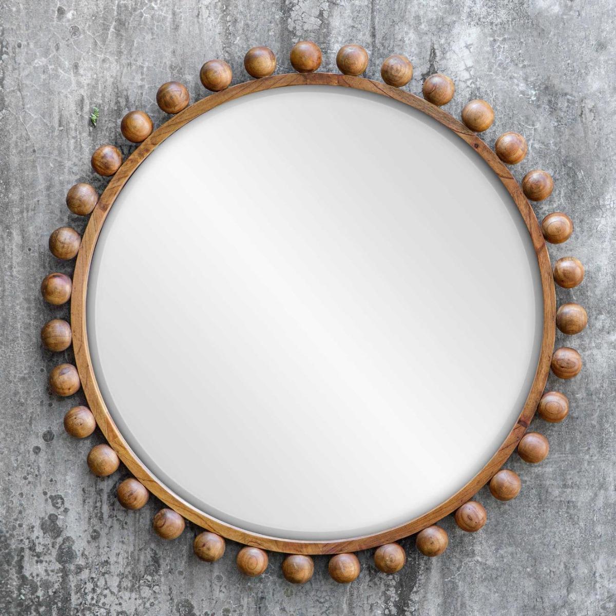 Uttermost Mirrors Uttermost Cyra Wood Beaded Round Mirror House of Isabella UK