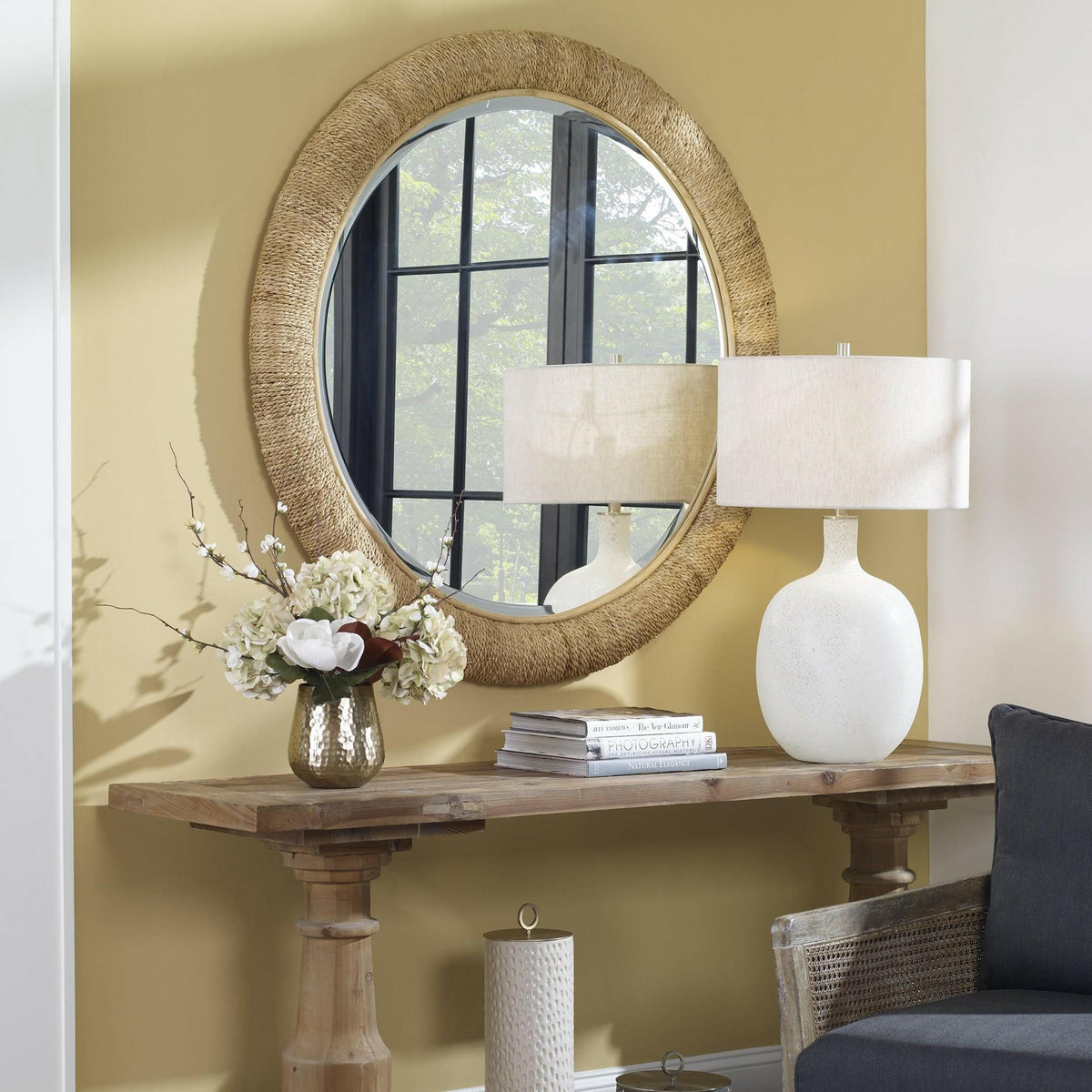 Mariner Natural Round Mirror.
