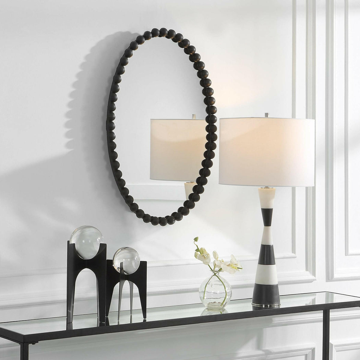 Serna Black Oval Mirror.