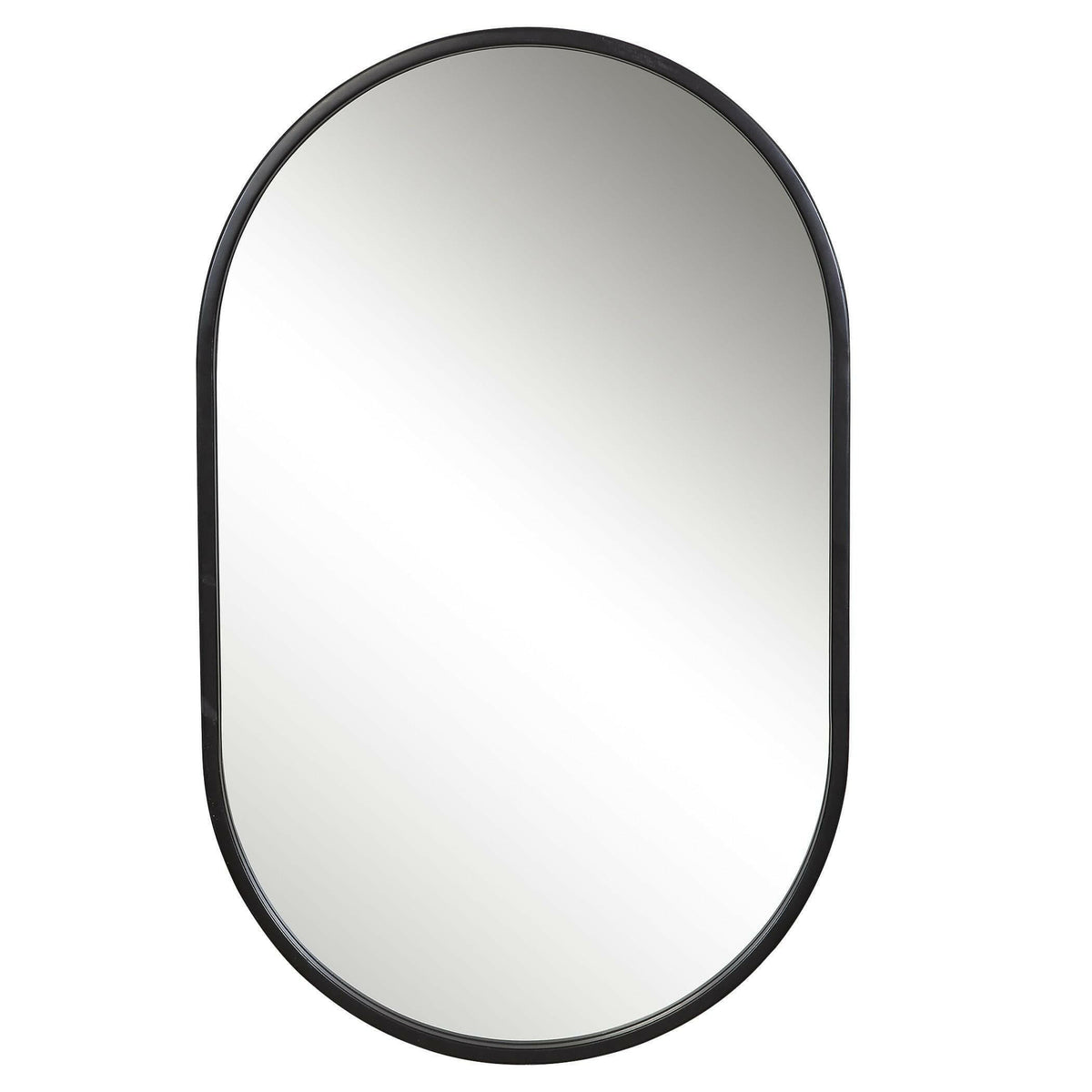 Varina Minimalist Black Oval Mirror.
