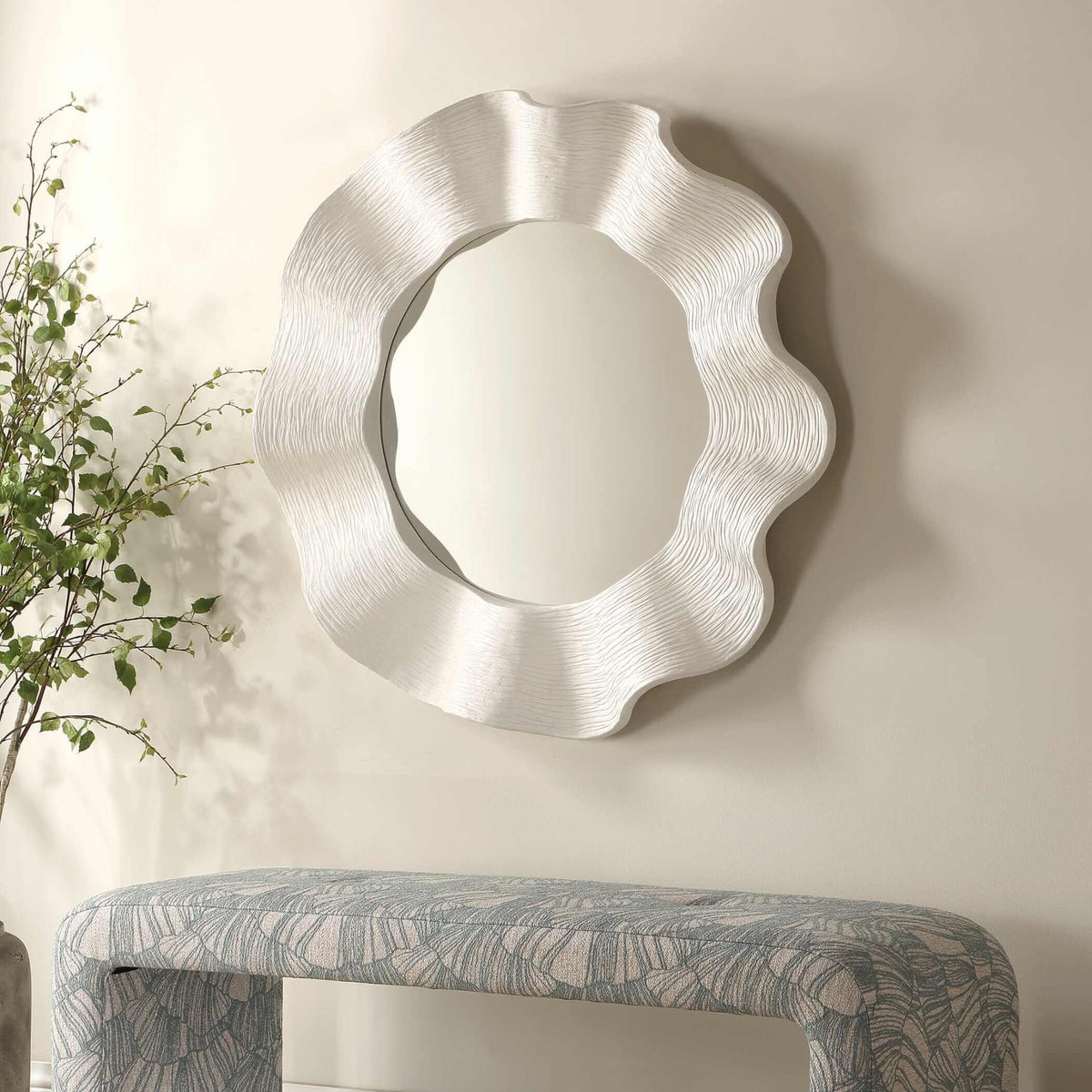 Uttermost Mirrors Wave Length Round White Mirror House of Isabella UK
