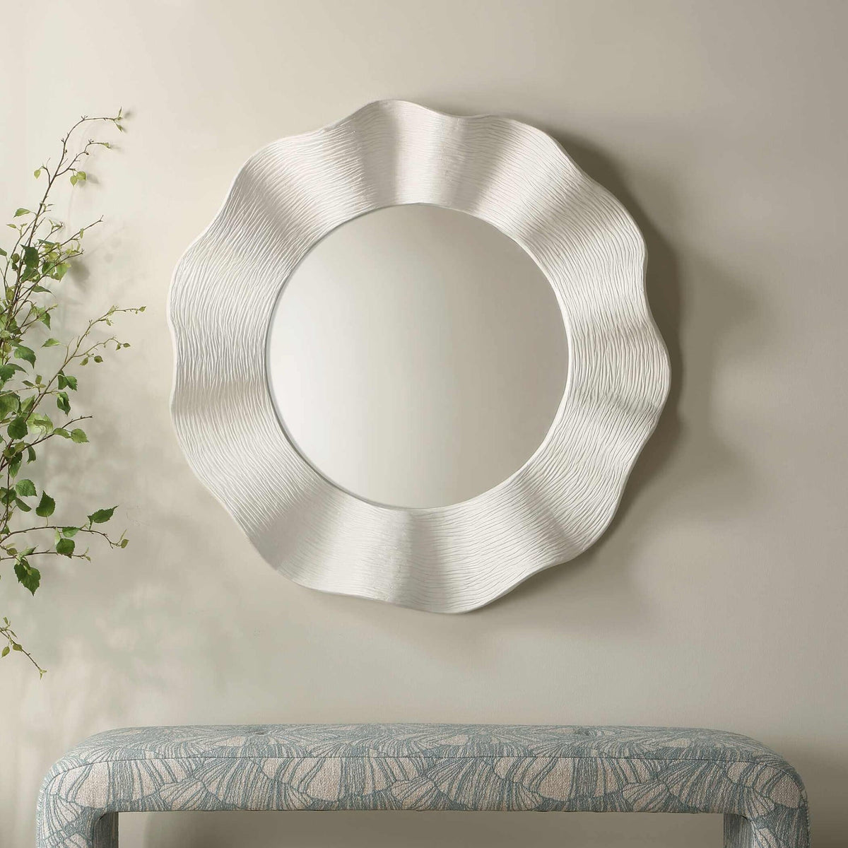 Uttermost Mirrors Wave Length Round White Mirror House of Isabella UK