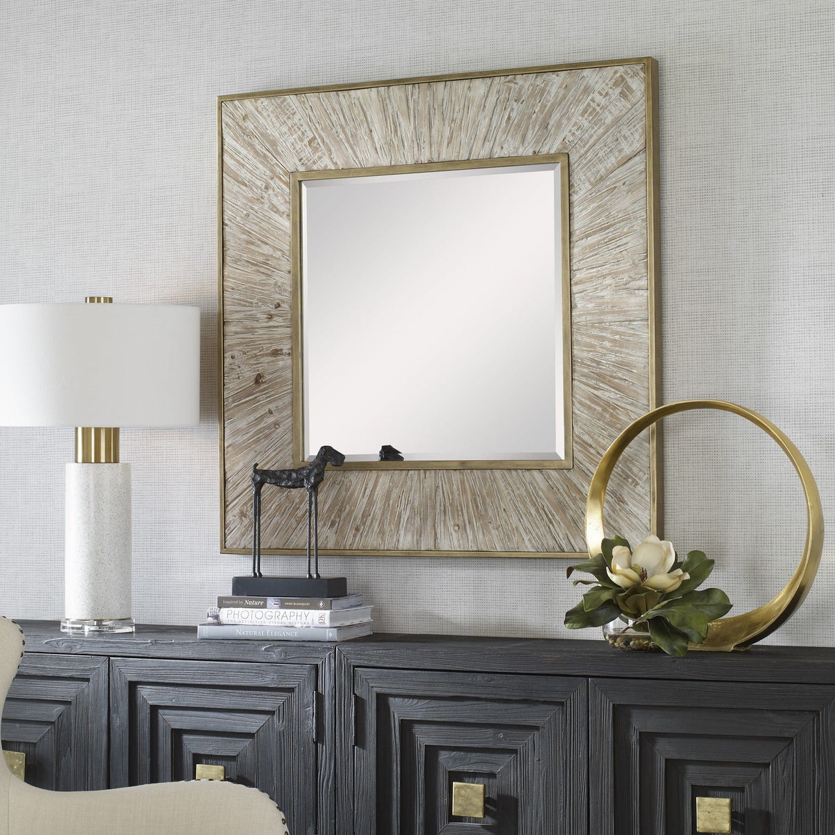 Uttermost Mirrors Wharton Whitewashed Square Mirror House of Isabella UK