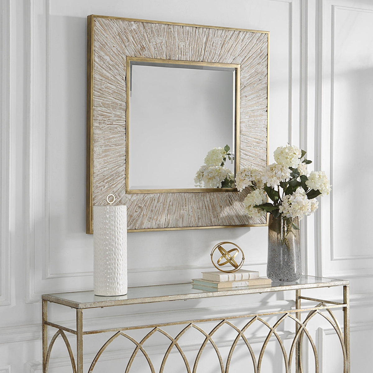Uttermost Mirrors Wharton Whitewashed Square Mirror House of Isabella UK