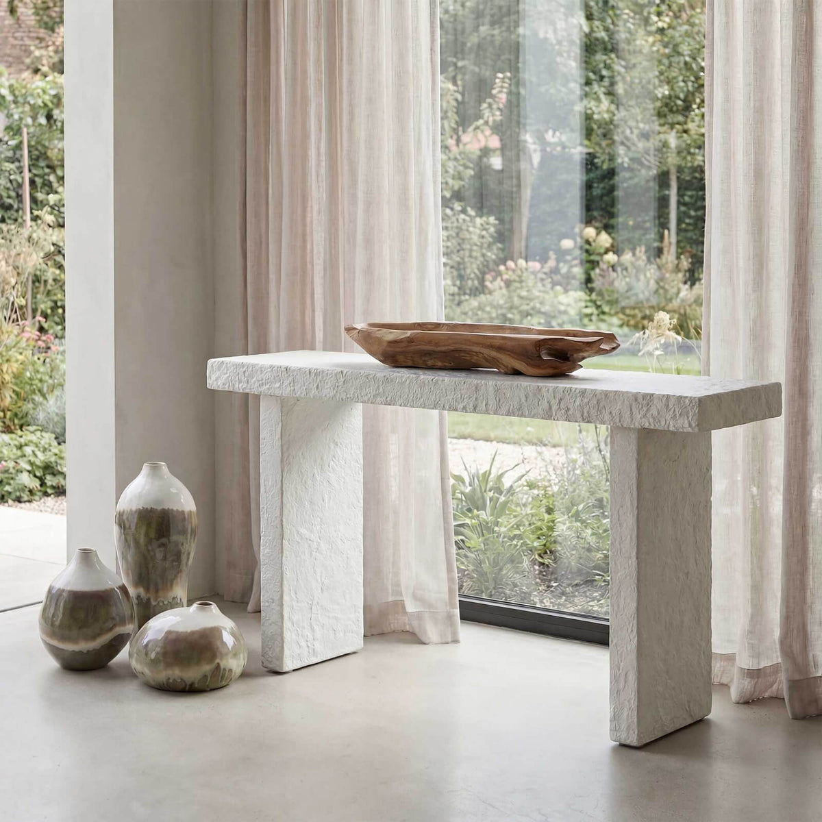 Uttermost Outdoors Hagan Indoor-Outdoor Console Table in Limestone House of Isabella UK