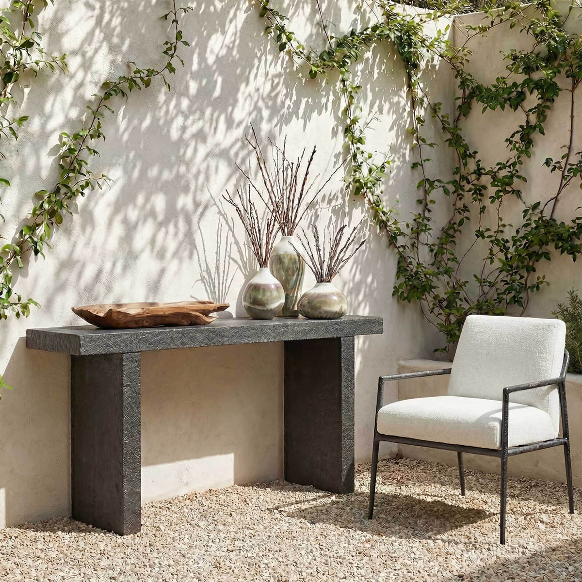 Uttermost Outdoors Hagan Indoor-Outdoor Console Table in Slate House of Isabella UK
