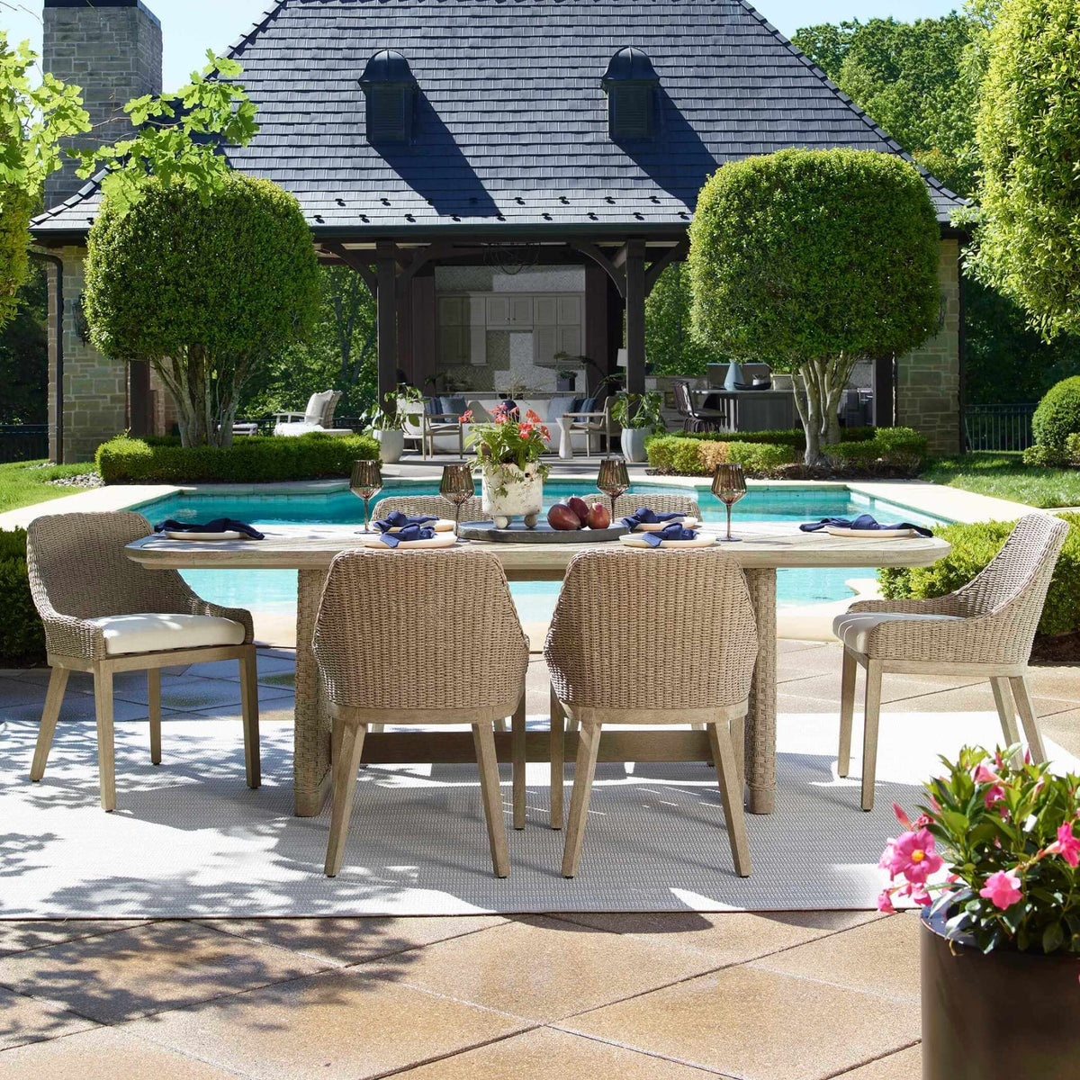 Uttermost Outdoors Harbor Herringbone Indoor-Outdoor Dining Table House of Isabella UK