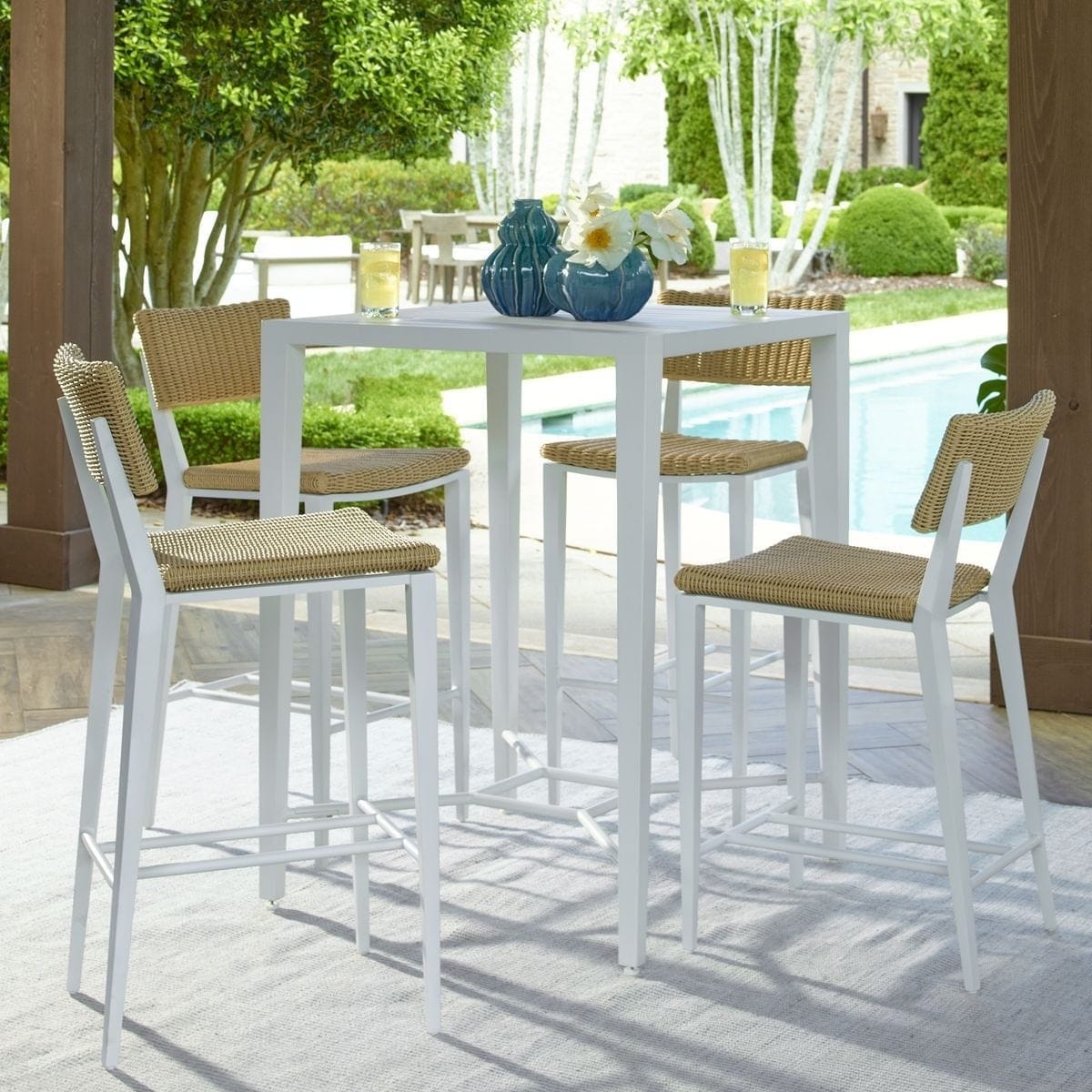 Uttermost Outdoors Montellano White Outdoor Bar Table House of Isabella UK