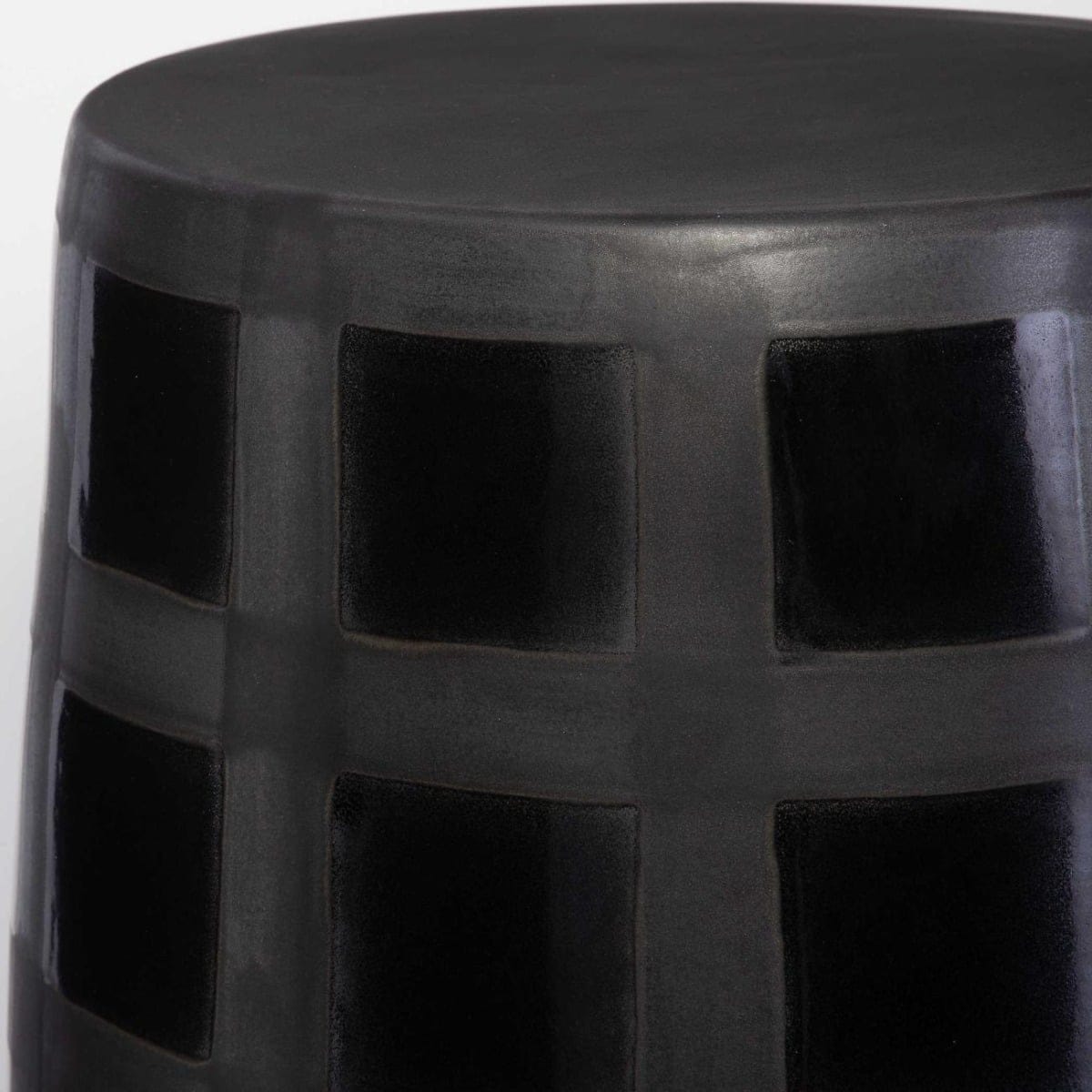 Uttermost Outdoors Patchwork Gridded Black Garden Stool House of Isabella UK