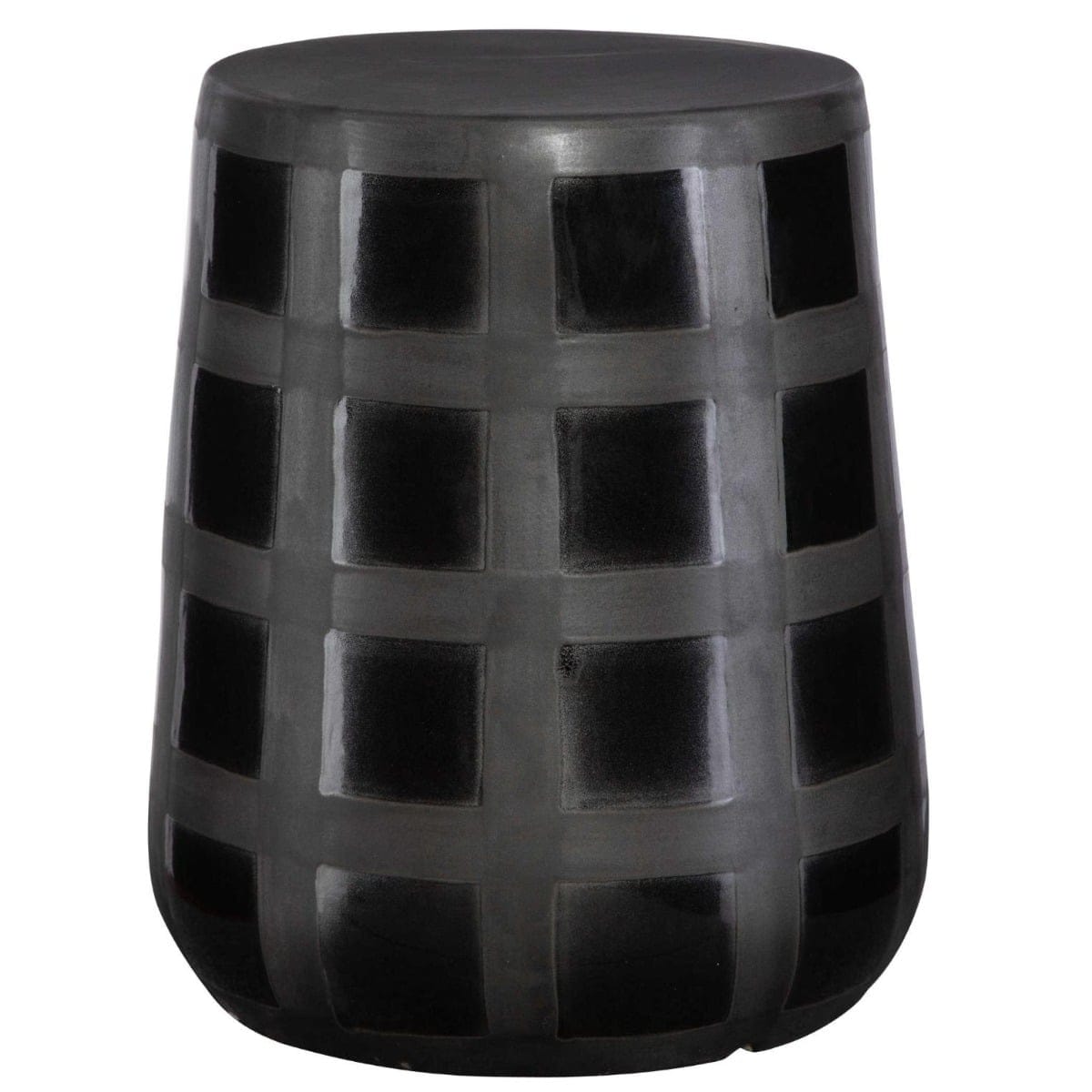 Uttermost Outdoors Patchwork Gridded Black Garden Stool House of Isabella UK
