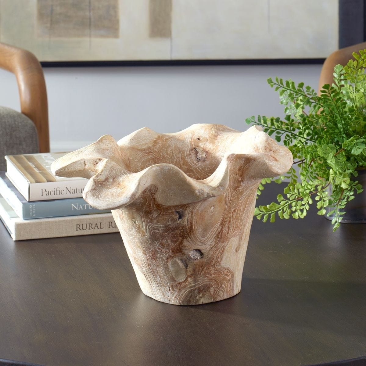 Uttermost Outdoors Teak Flow White Wash Outdoor Bowl House of Isabella UK