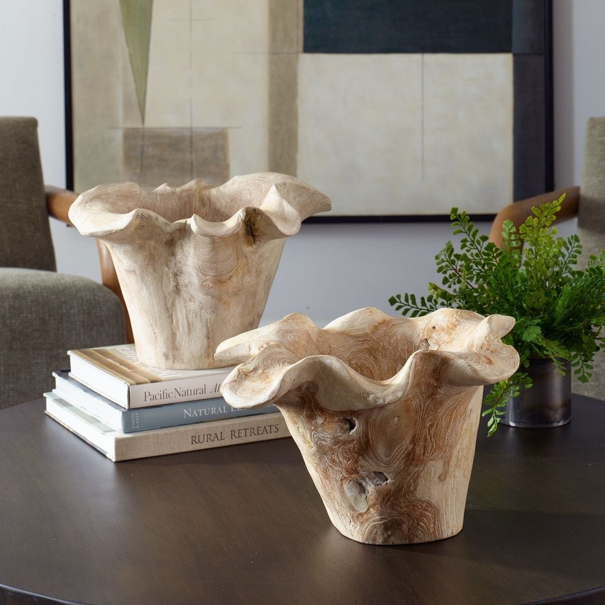 Uttermost Outdoors Teak Flow White Wash Outdoor Bowl House of Isabella UK