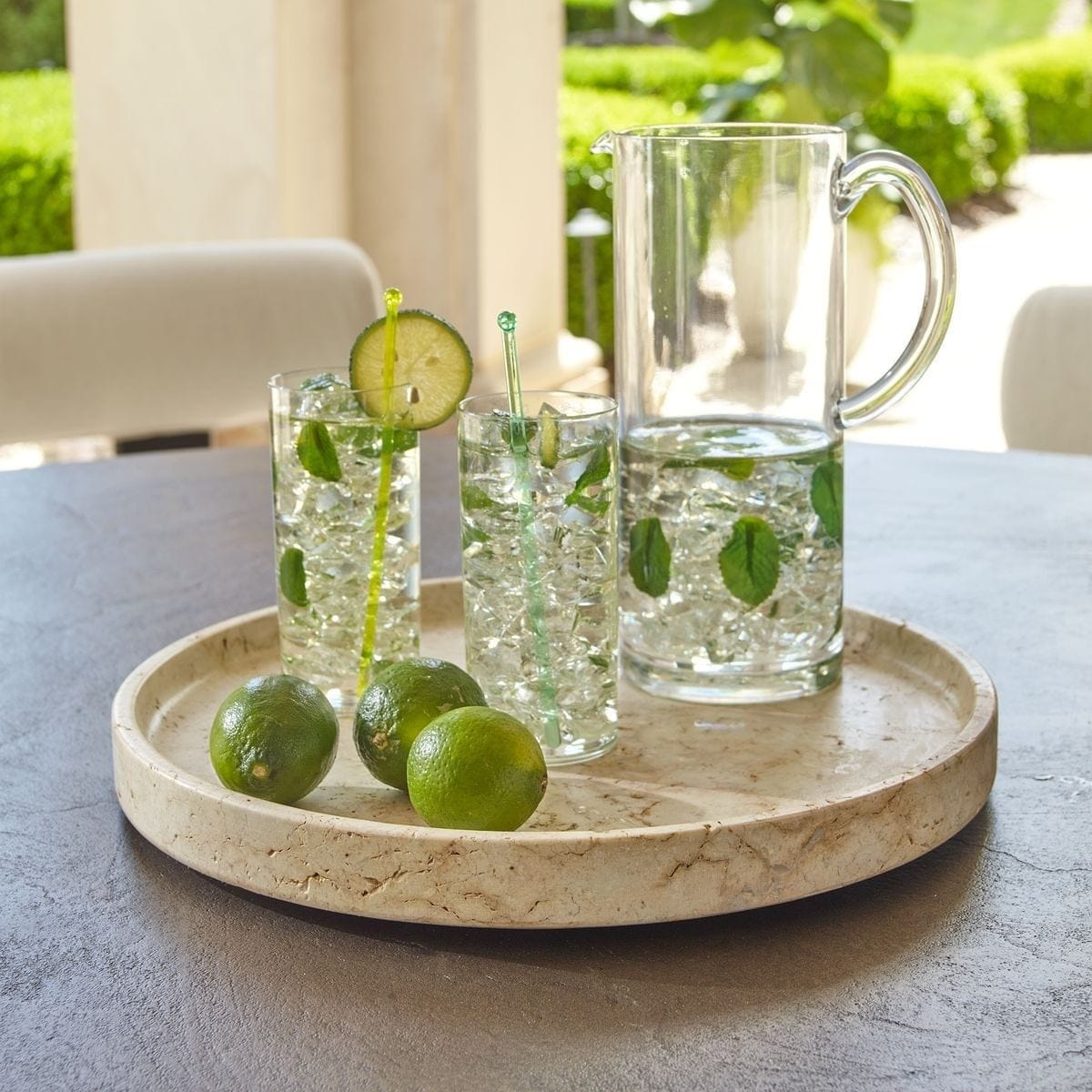 Uttermost Outdoors Travessa Outdoor Round Stone Tray House of Isabella UK