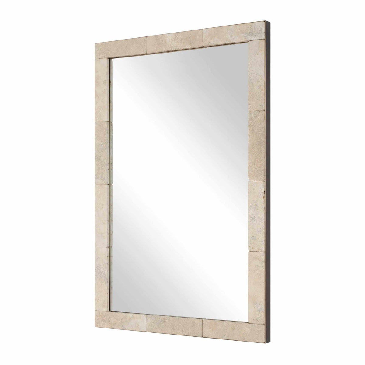 Pave Rectangular Travertine Mirror