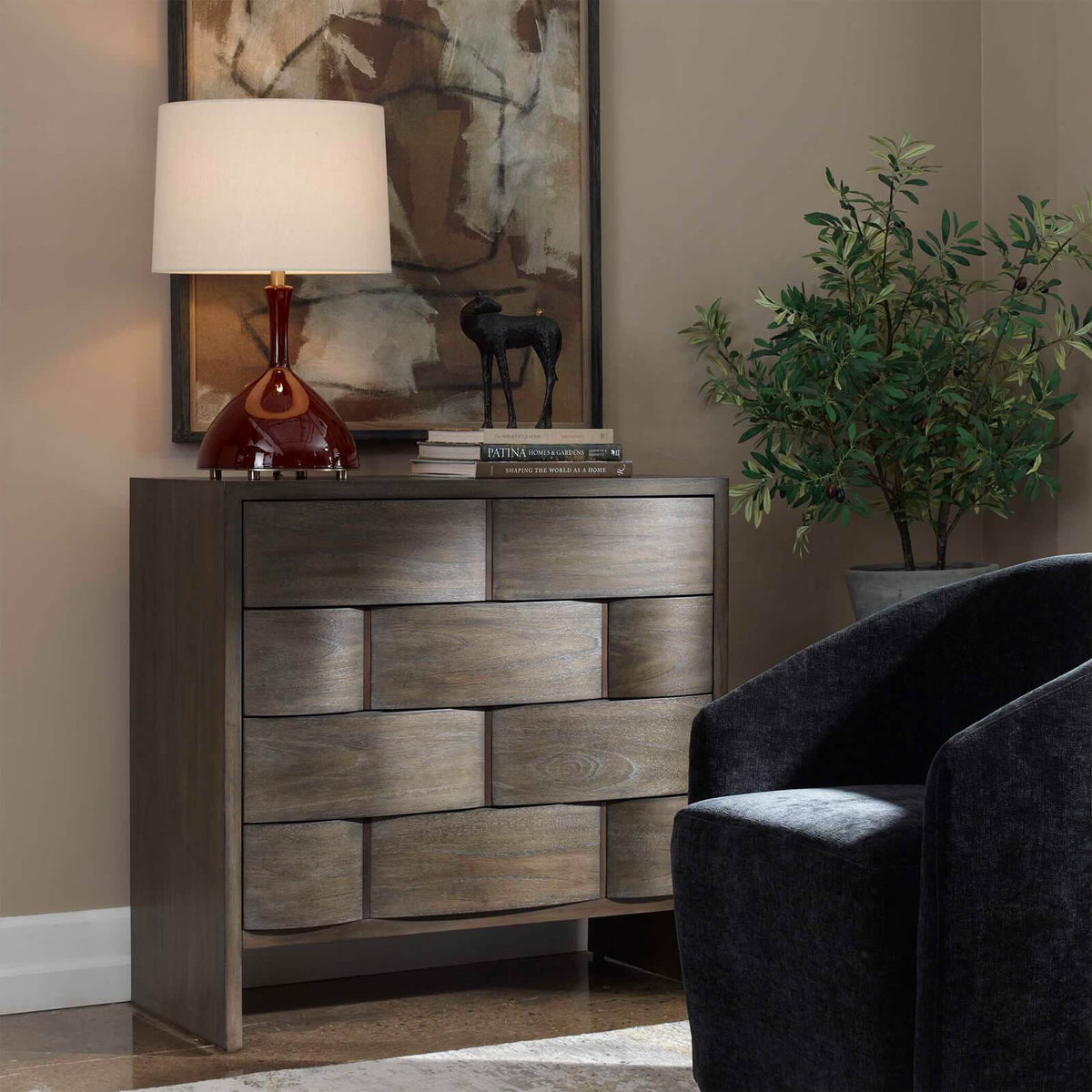 Uttermost Sleeping Lydon 4 Drawer Chest of Drawers in Brown House of Isabella UK