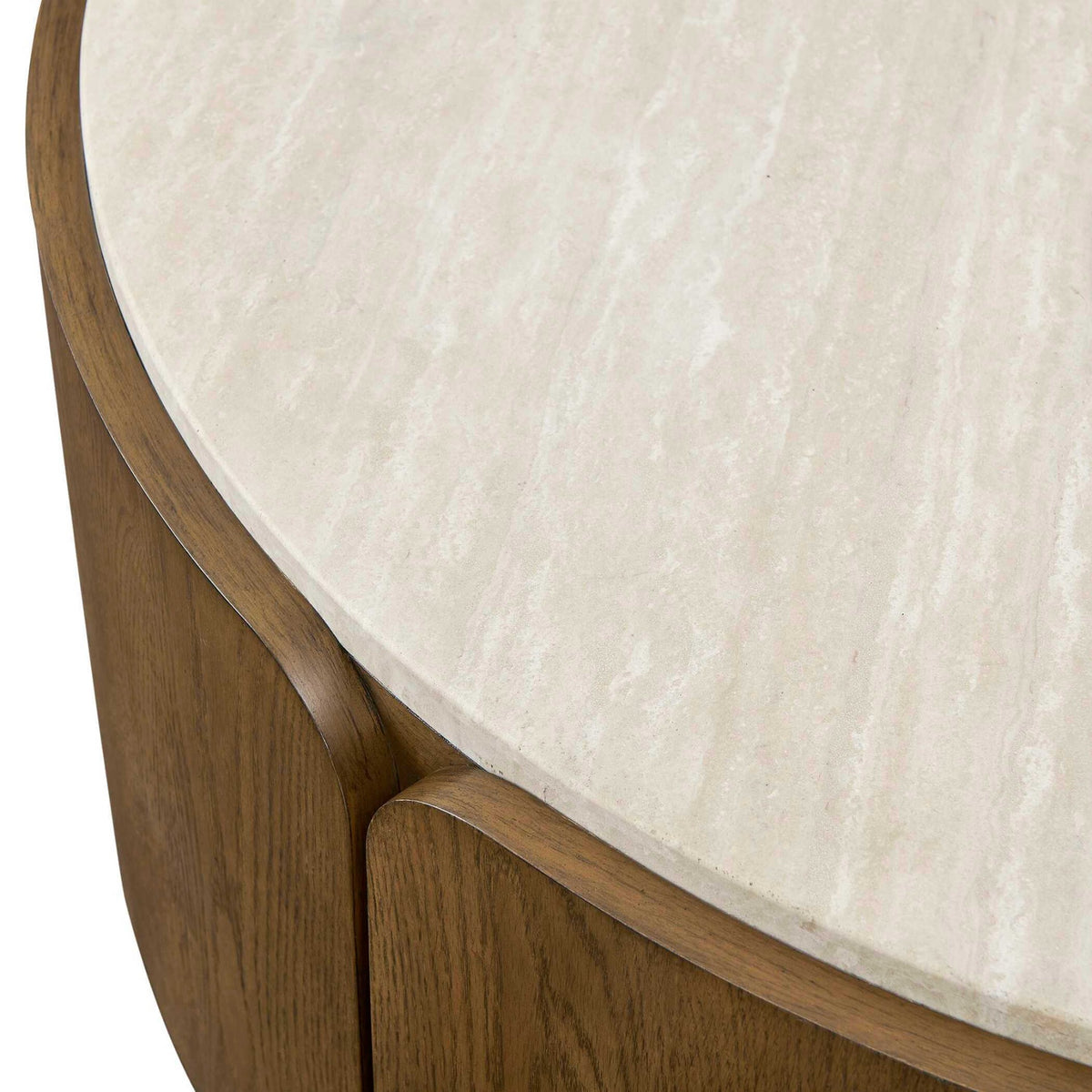 Tindall Round Travertine Coffee Table